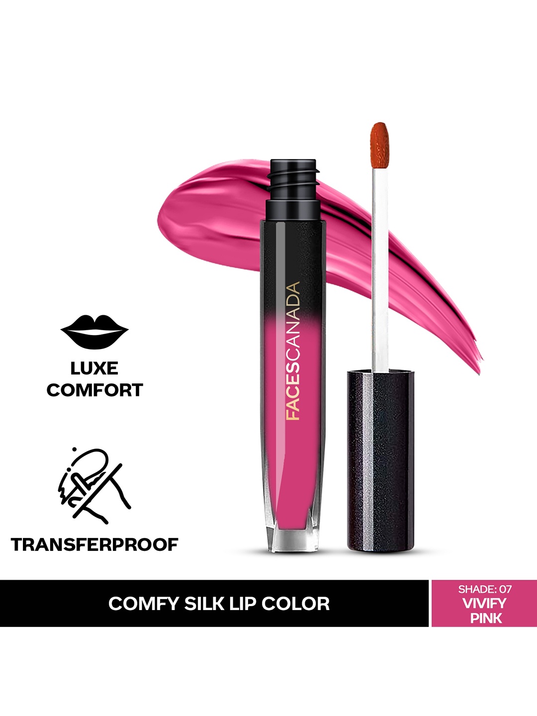 

FACES CANADA Comfy Silk Lightweight & Transfer-Proof Satin Matte HD Lip Color - Vivify Pink 07 - 3ml