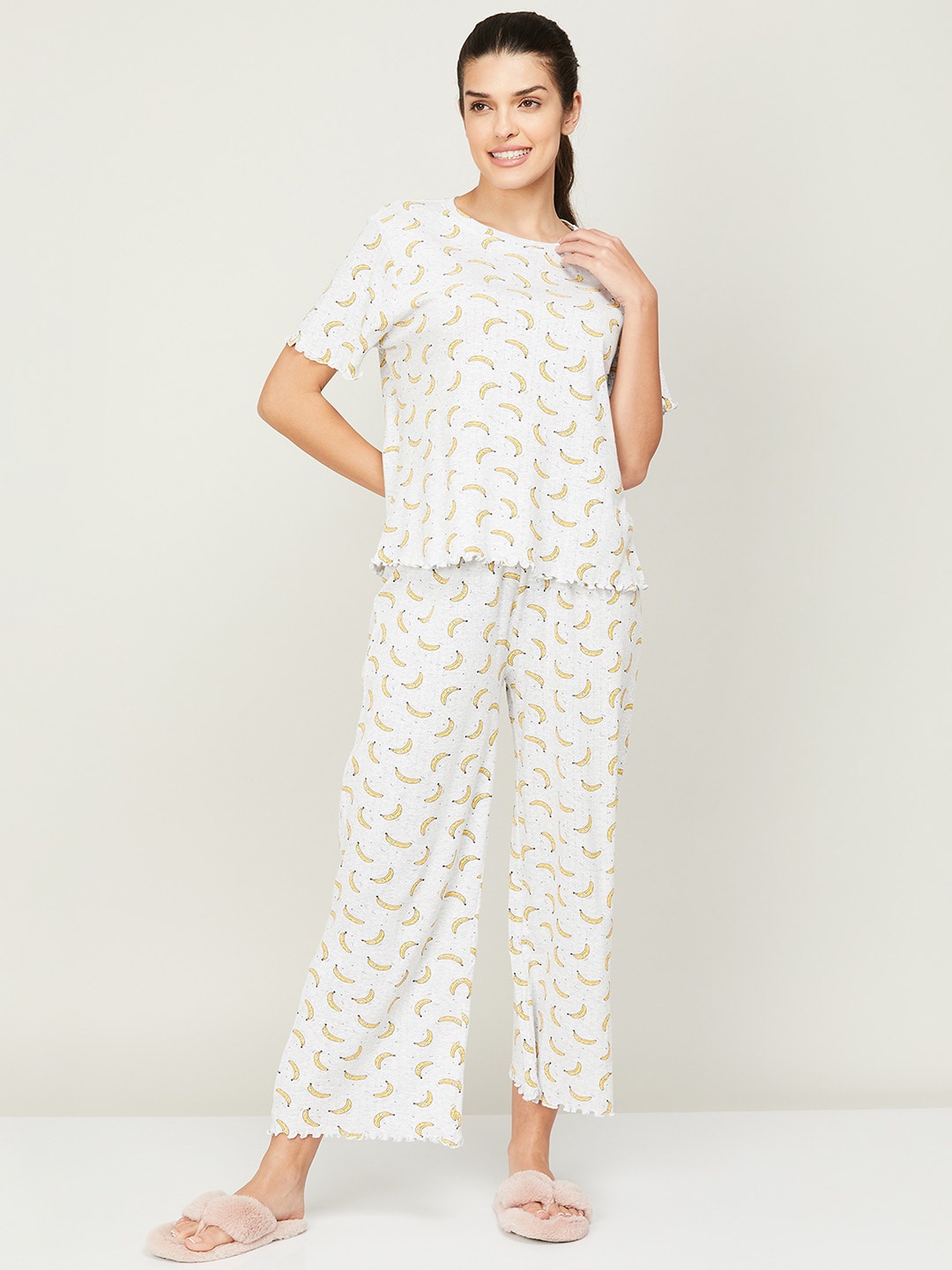 

Ginger by Lifestyle Women Set Of 2 Conversational Printed Night suit, Grey