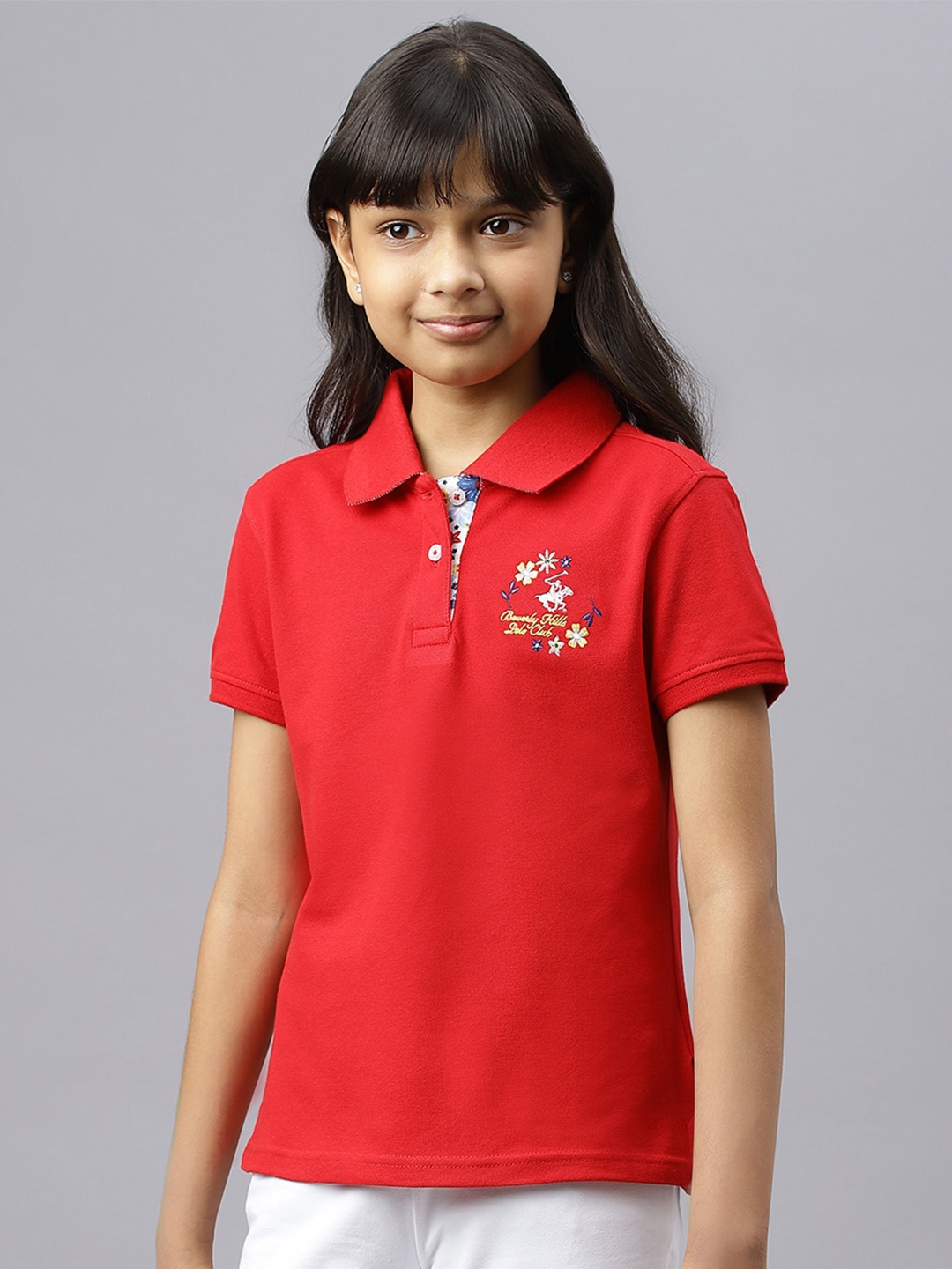 

Beverly Hills Polo Club Girls Polo Collar T-shirt, Red