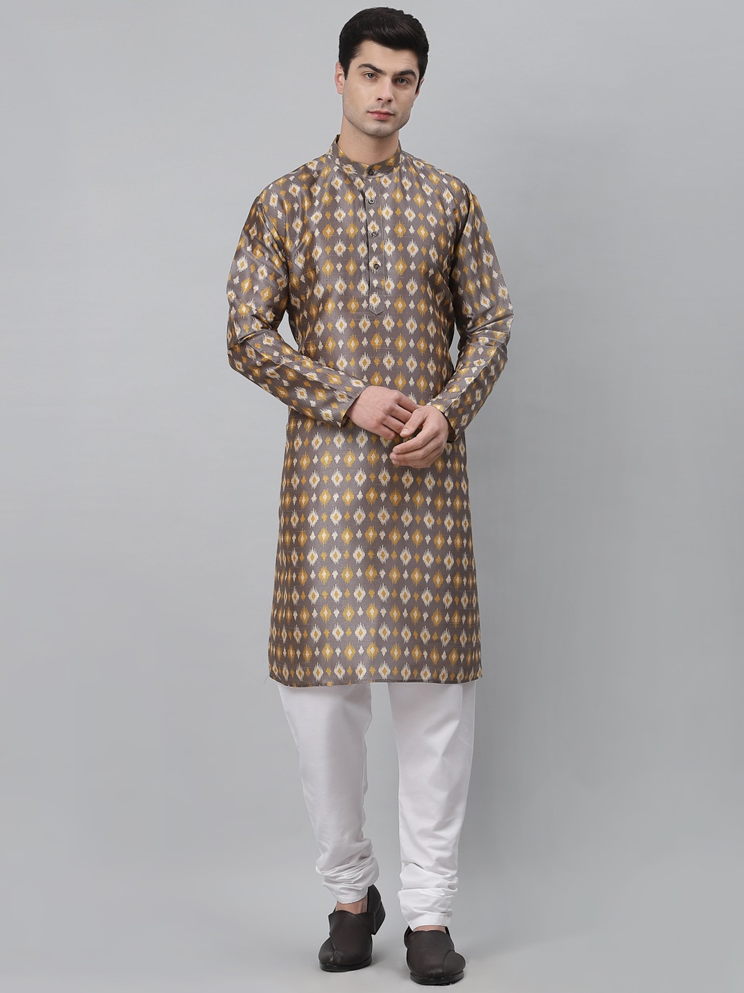 

NEUDIS Men Ethnic Motifs Indie Prints Kurta, Grey