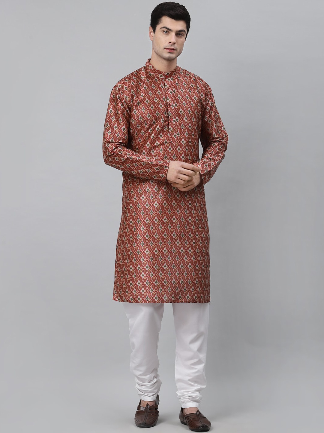 

NEUDIS Men Geometric Kurta, Maroon
