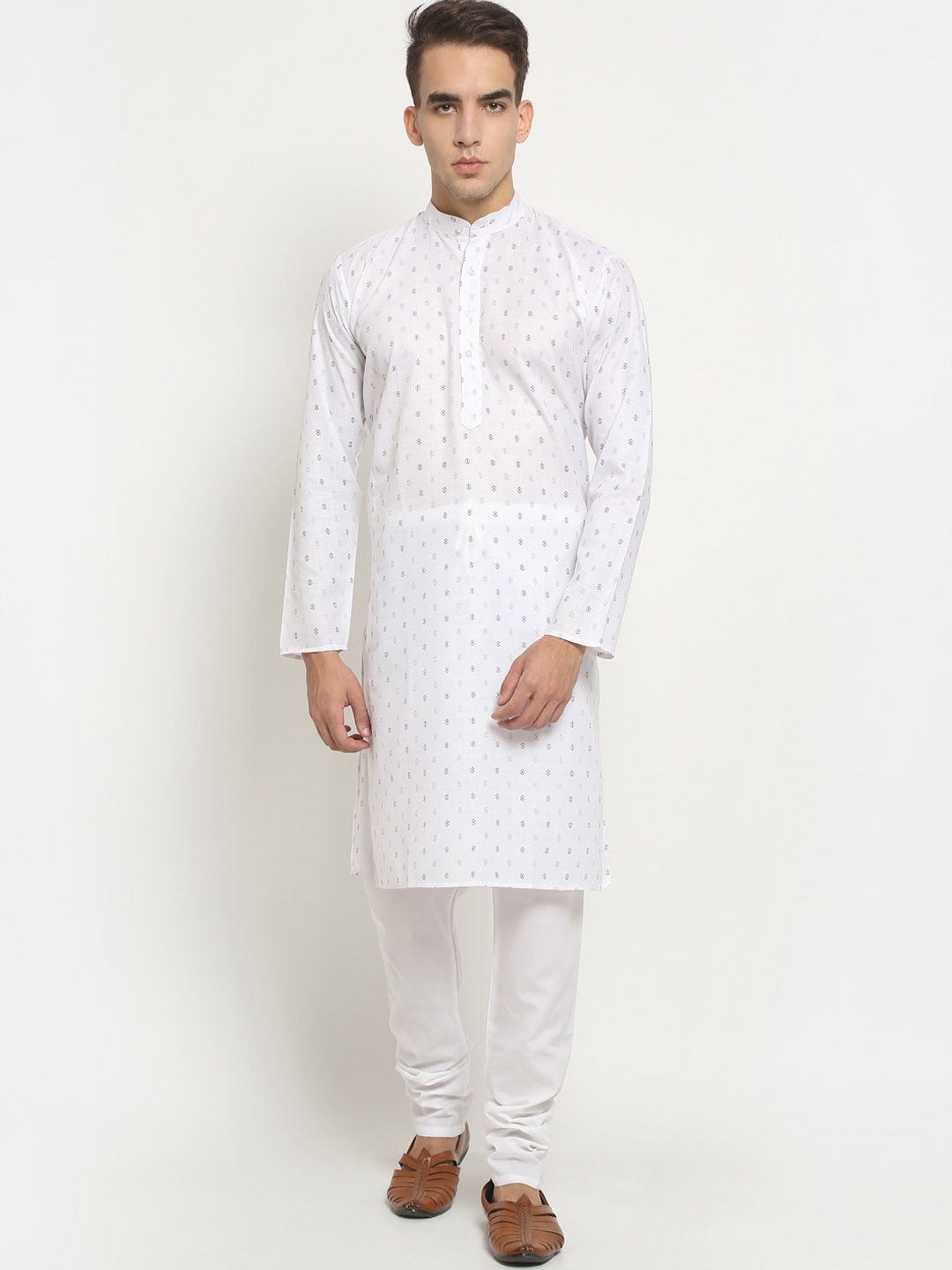 

NEUDIS Men Geometric Printed Indie Prints Kurta, White