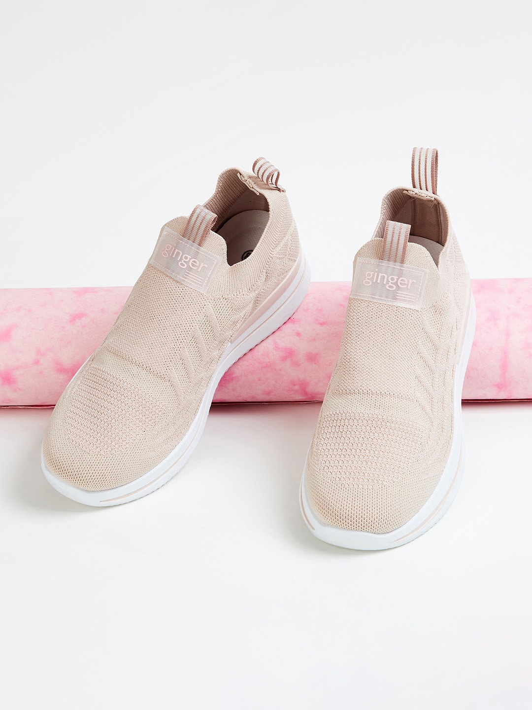 

Ginger by Lifestyle Women Woven Design Slip-On Sneakers, Pink