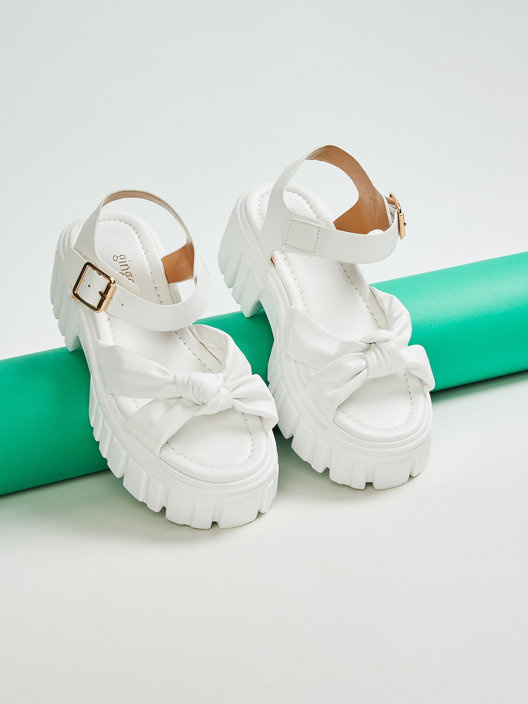 

Ginger by Lifestyle Ankle Loop Platform Heels, White