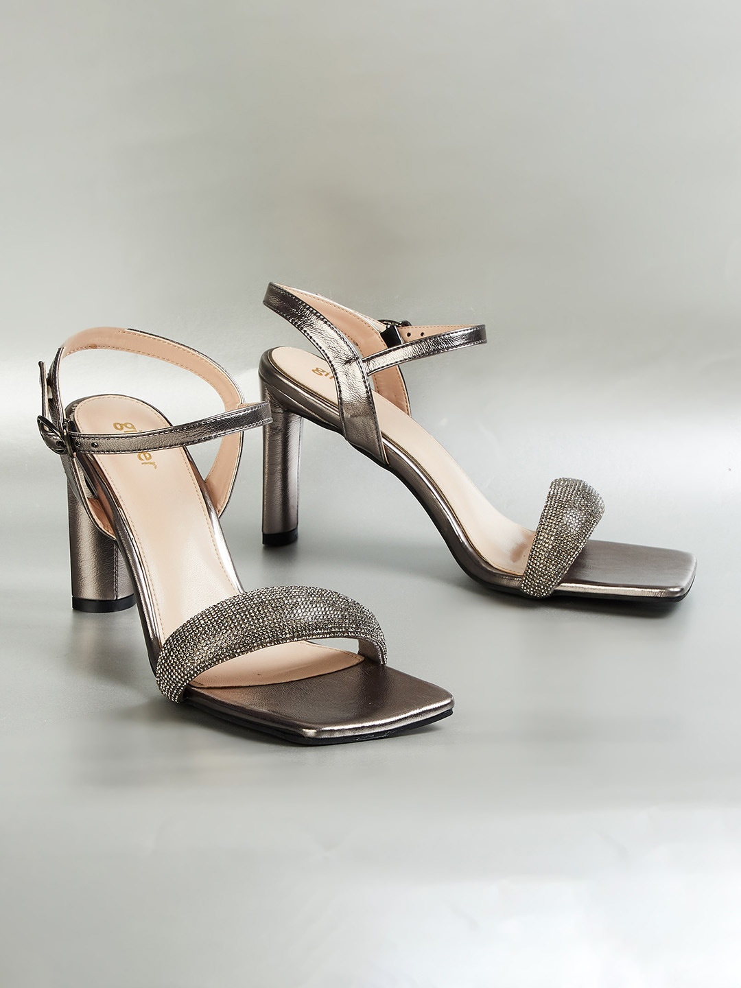 

Ginger by Lifestyle Embellished Block Heels, Grey