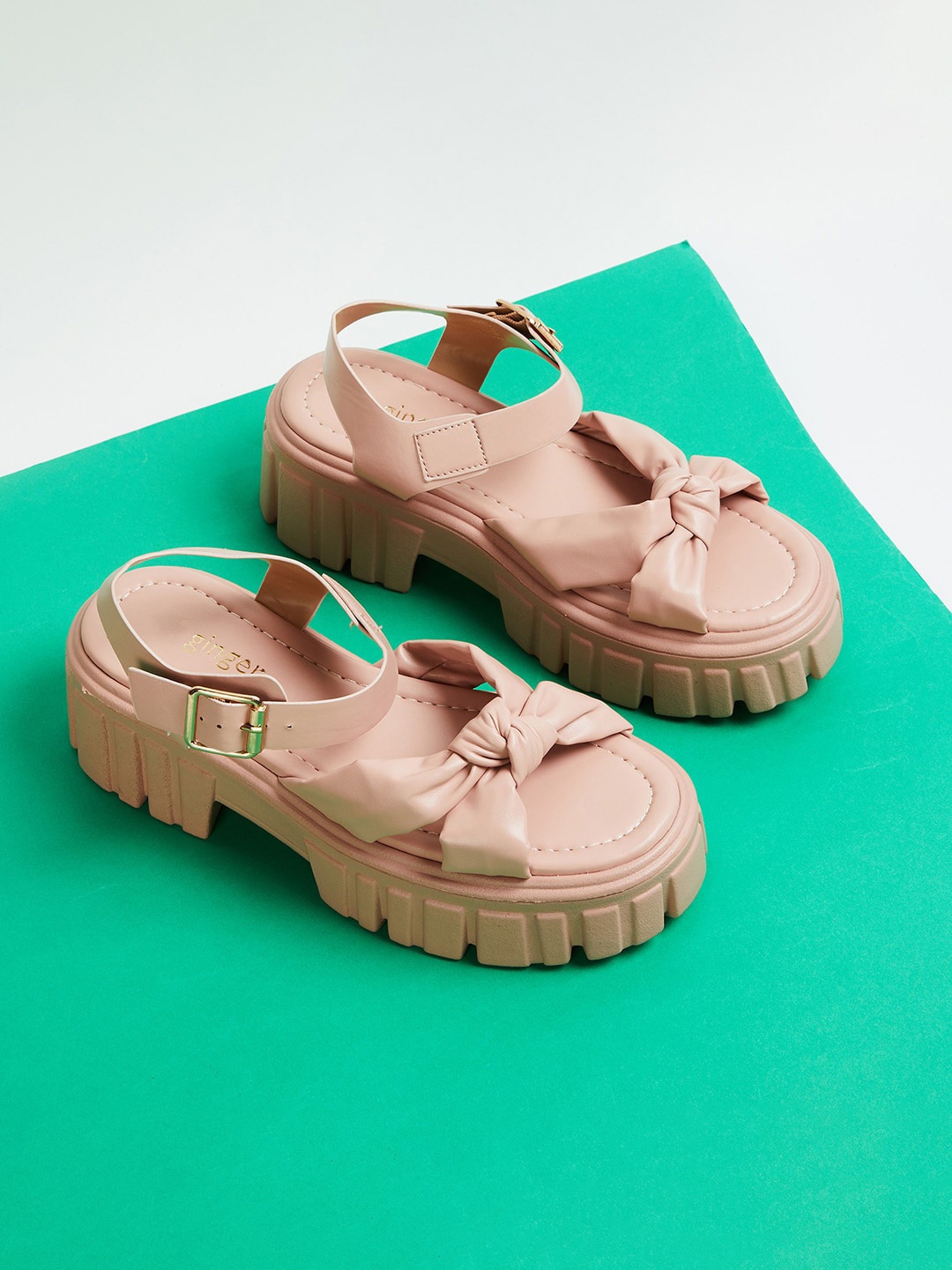 

Ginger by Lifestyle Platform Sandals With Bows, Pink