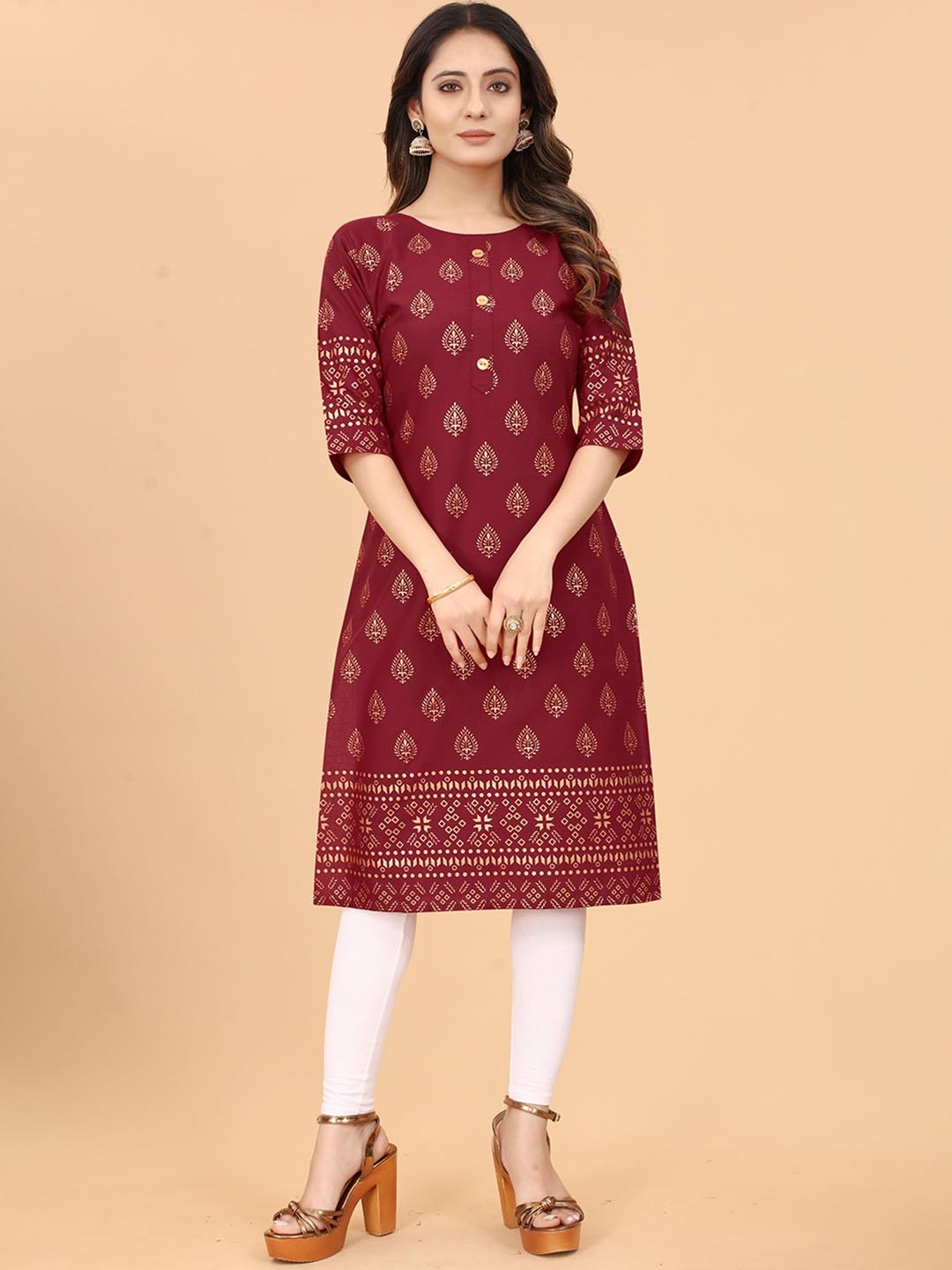 

KETAKI FASHION Women Ethnic Motifs Printed Indie Prints Kurta, Maroon