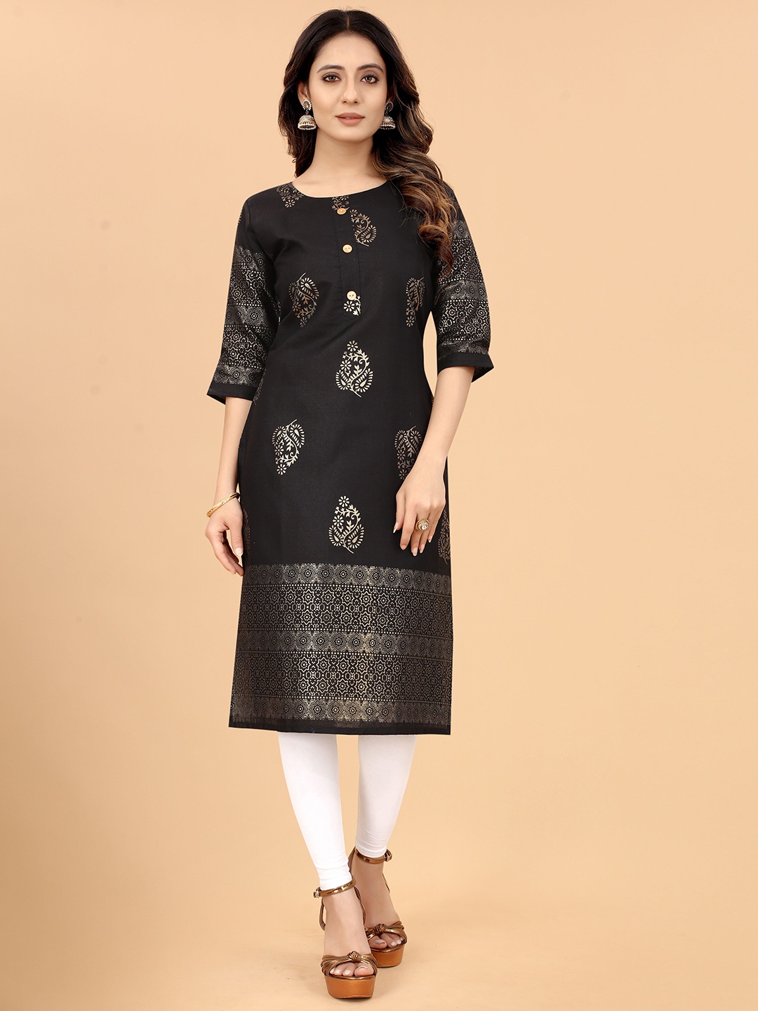 

KETAKI FASHION Women Ethnic Motifs Printed Indie Prints Kurta, Black