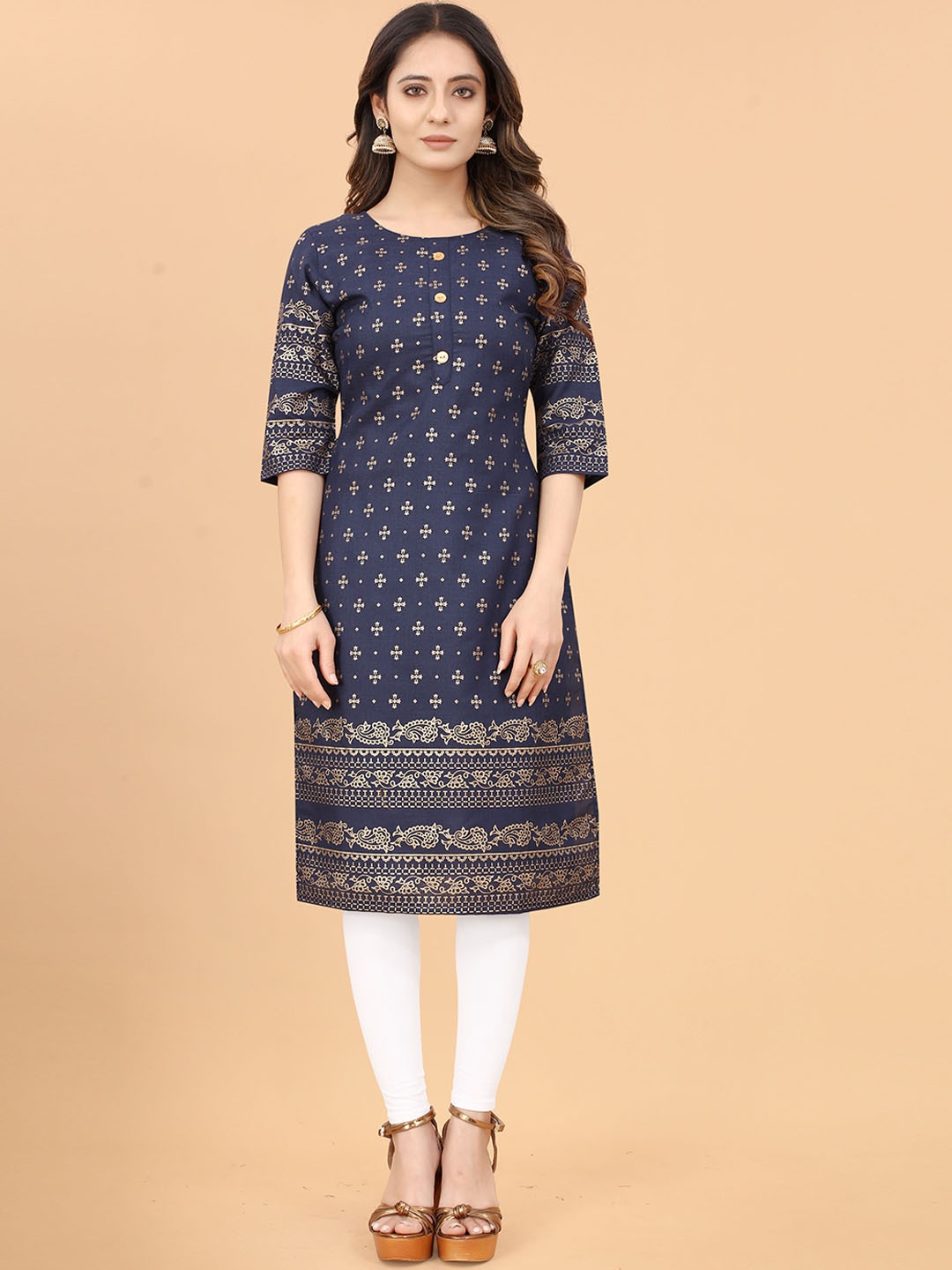 

KETAKI FASHION Women Ethnic Motifs Indie Prints Kurta, Navy blue