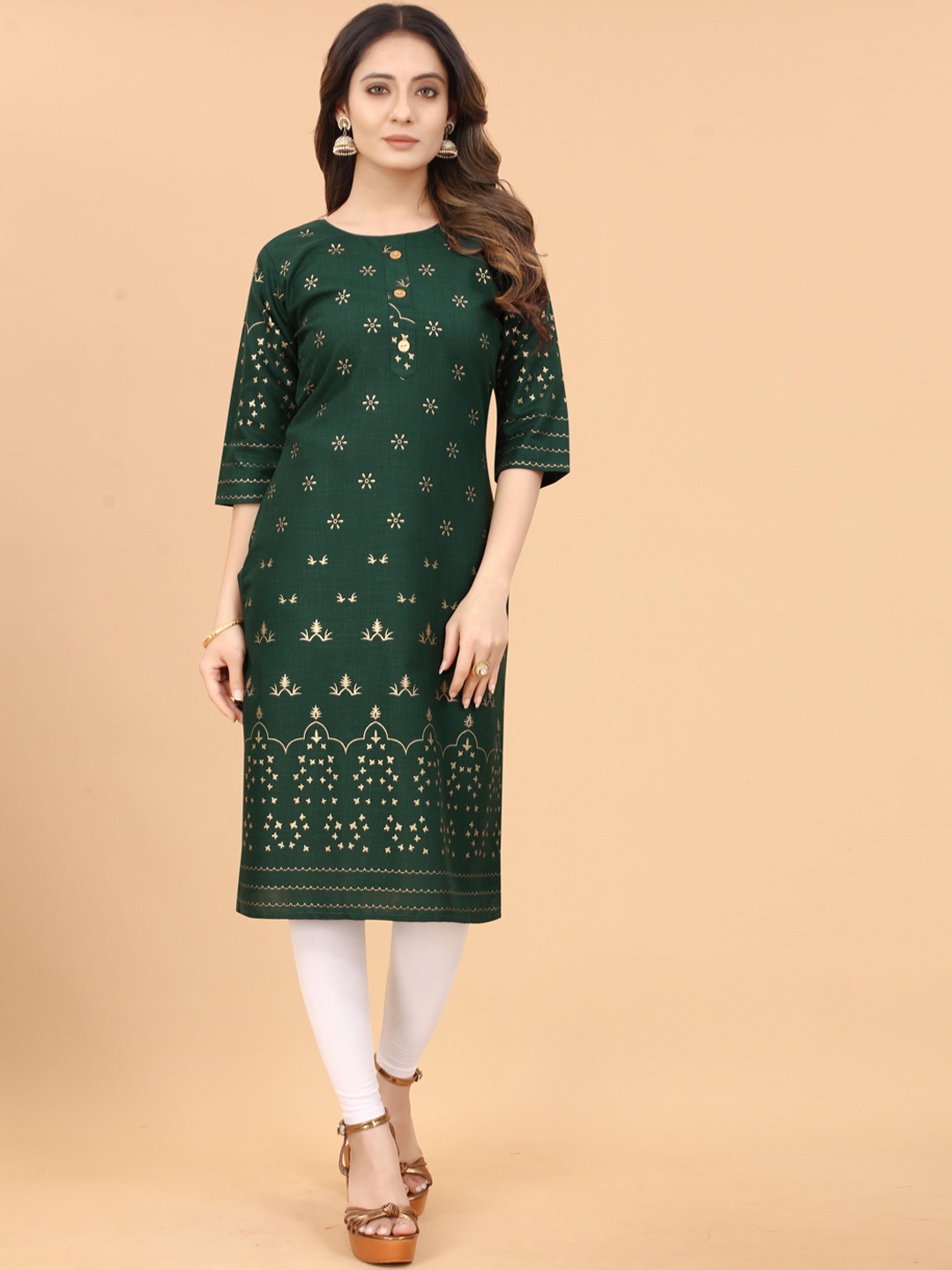 

KETAKI FASHION Women Ethnic Motifs Printed Indie Prints Kurta, Green