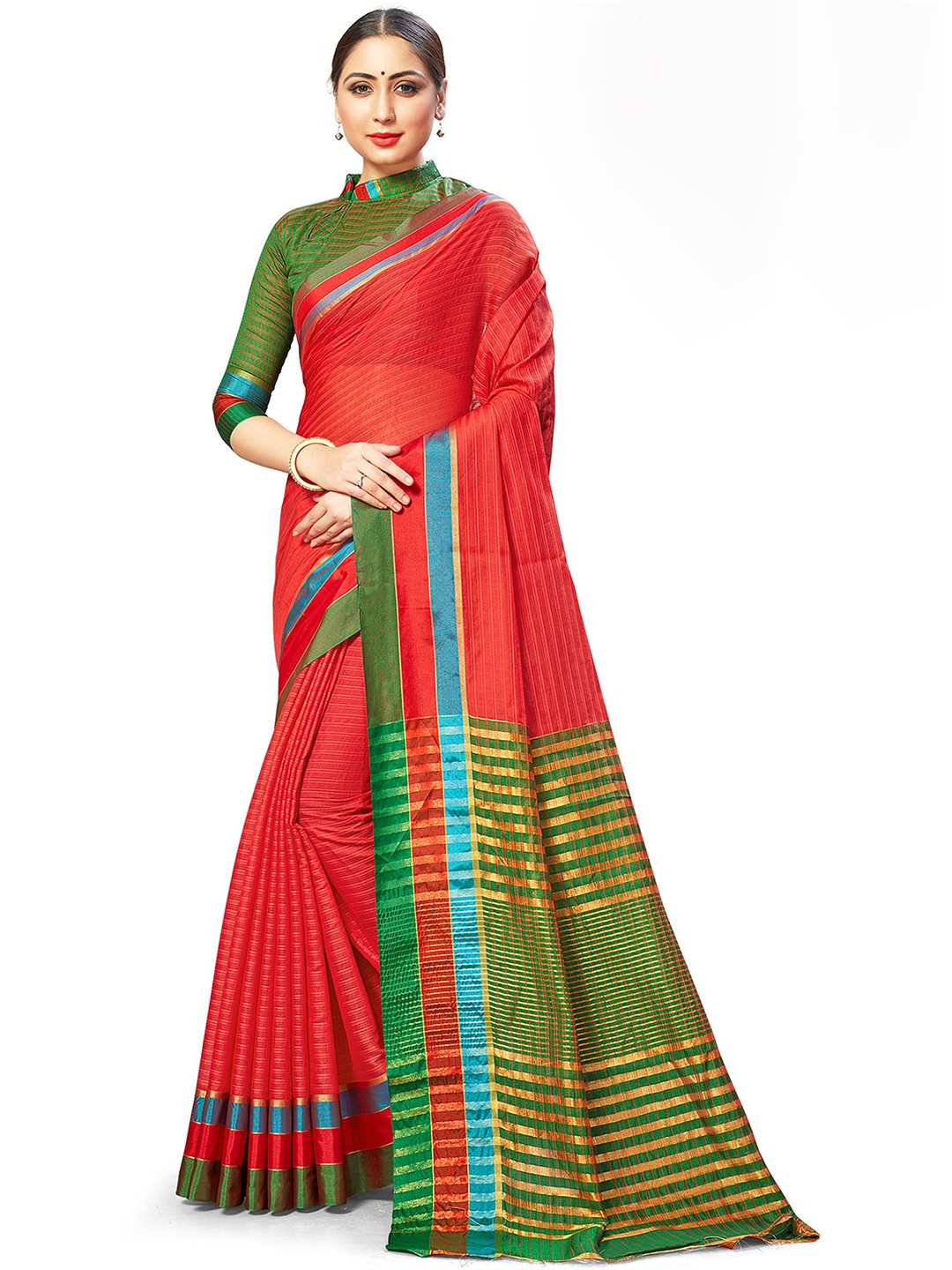 

Leeza Store Zari Banarasi Saree, Red