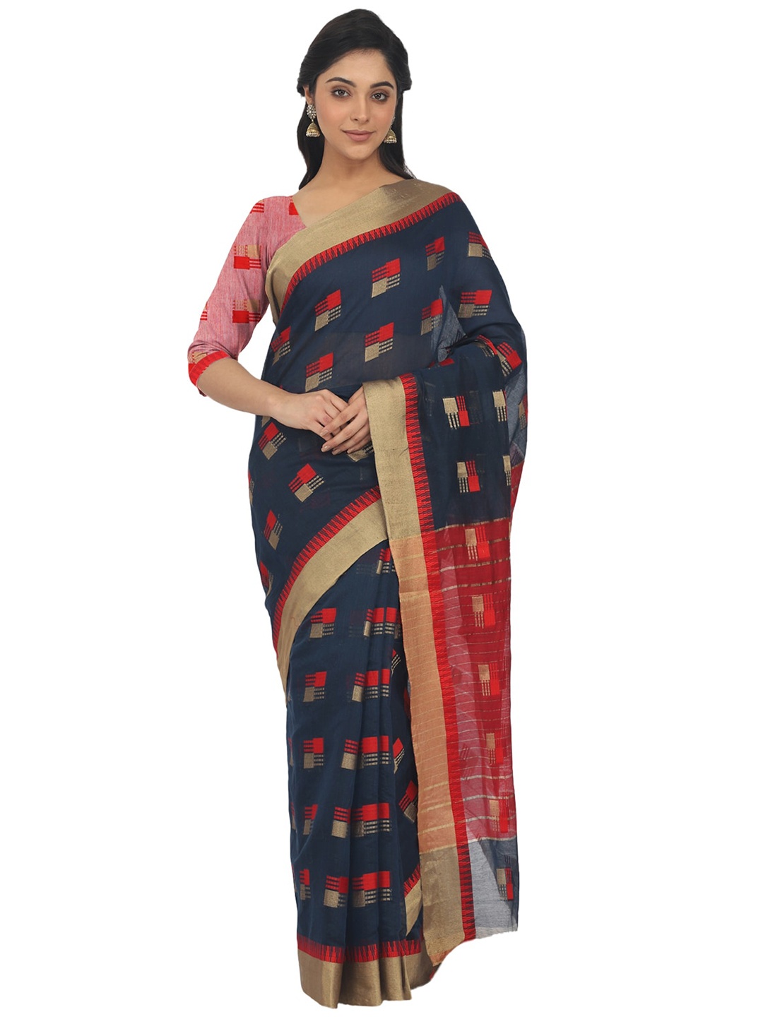 

Leeza Store Woven Design Zari Banarasi Saree, Navy blue