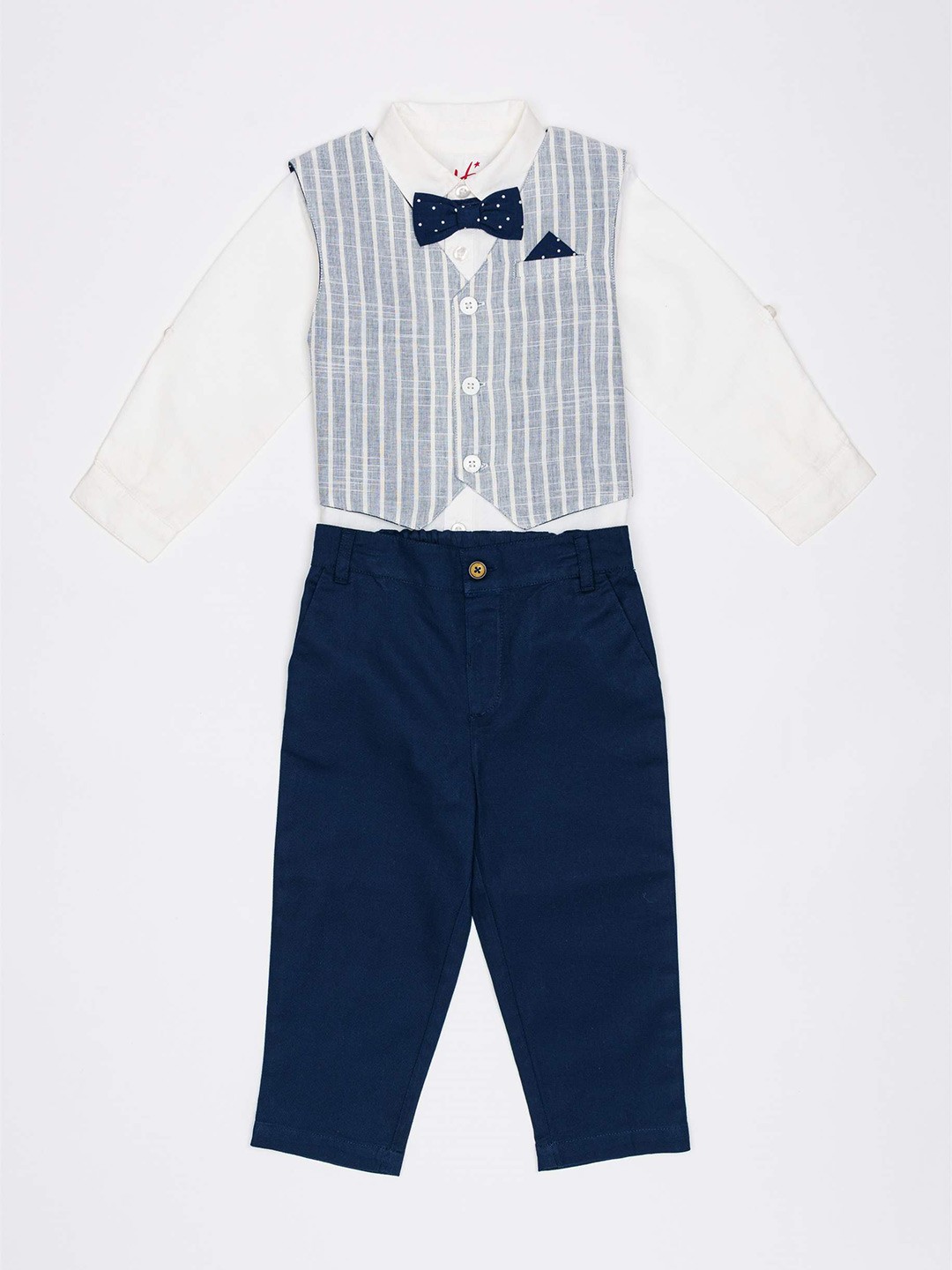 

H By Hamleys Boys 4 Pcs Striped Suit Set, Blue