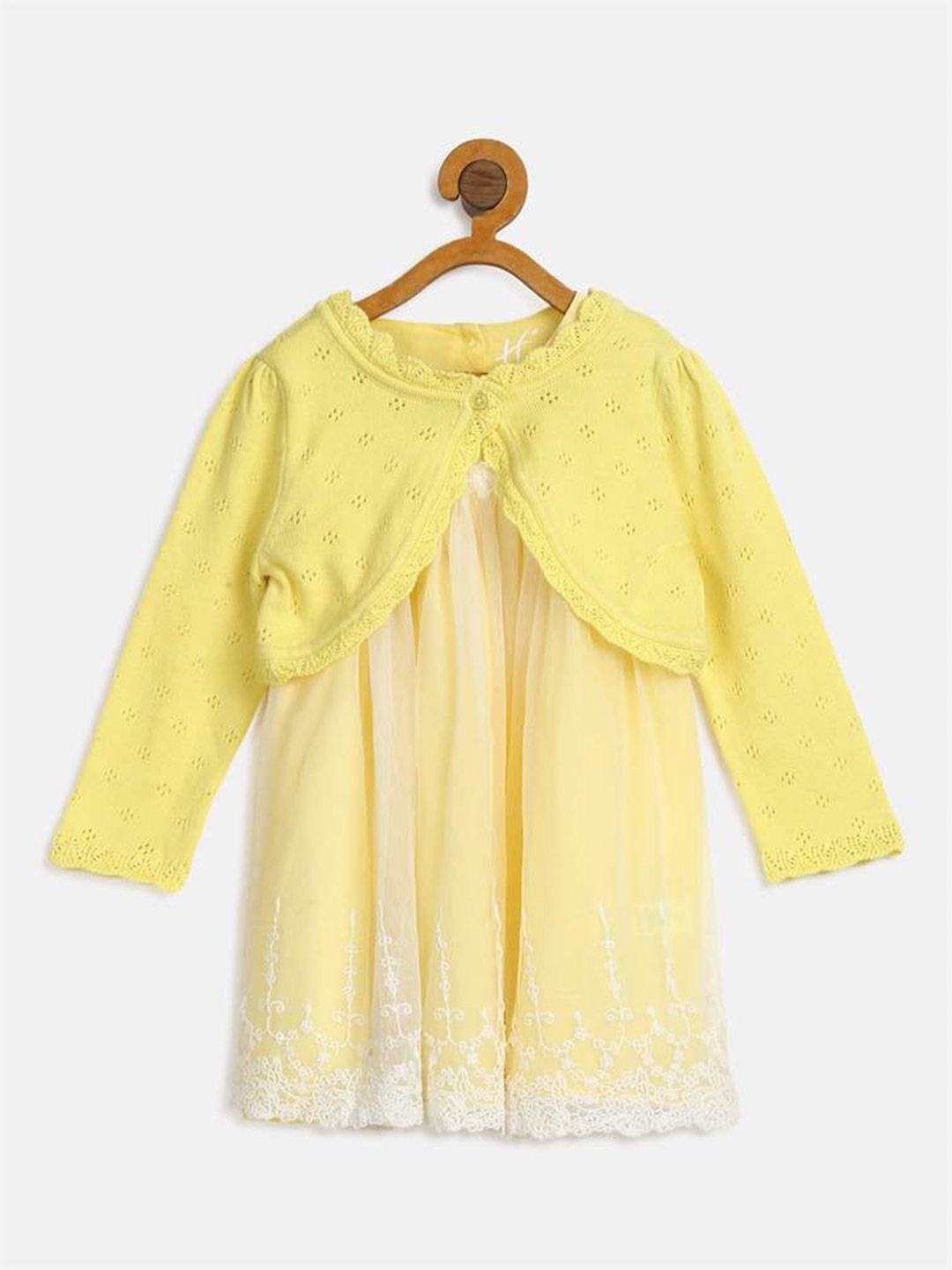 

H By Hamleys Girls A-Line Dress With Cardigan, Yellow