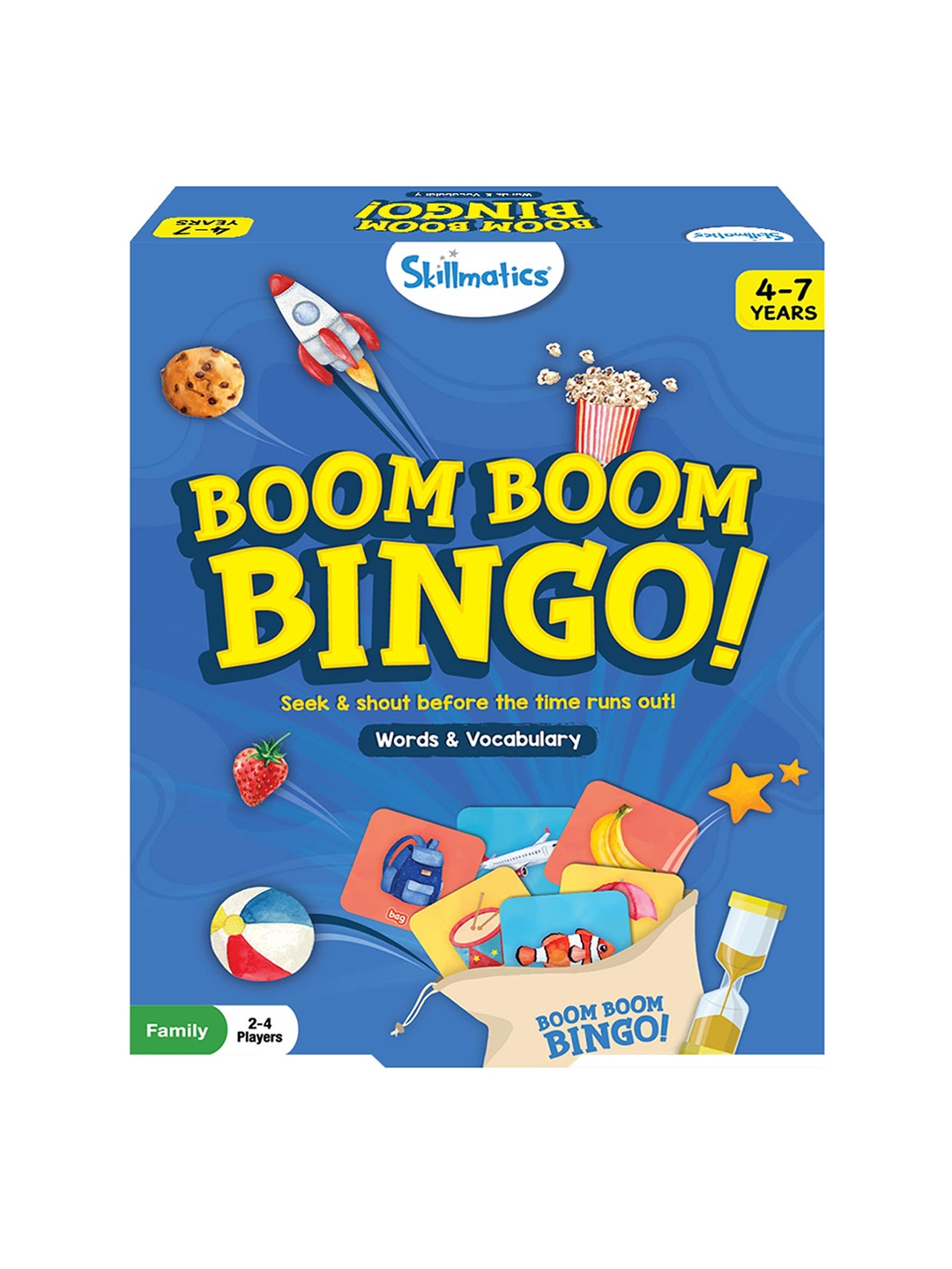 

Skillmatics Kids Boom Boom Bingo Words & Vocabulary Board Game, Blue