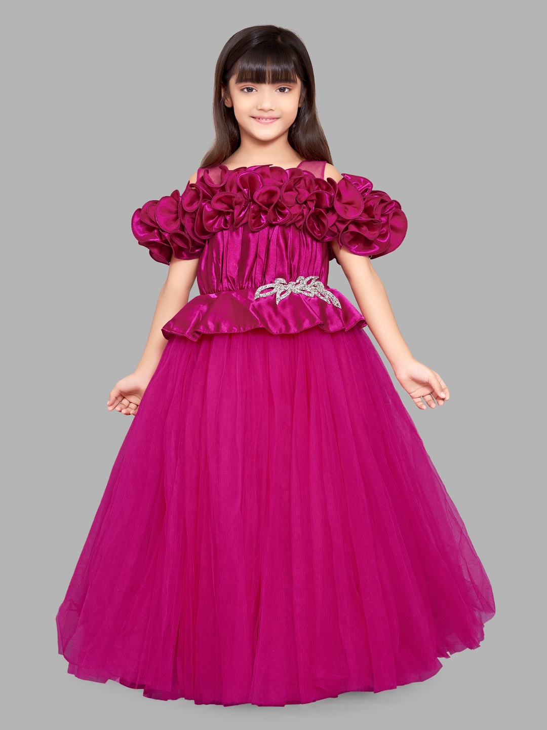 

Pink Chick Girls Ruffled Maxi Dress, Magenta