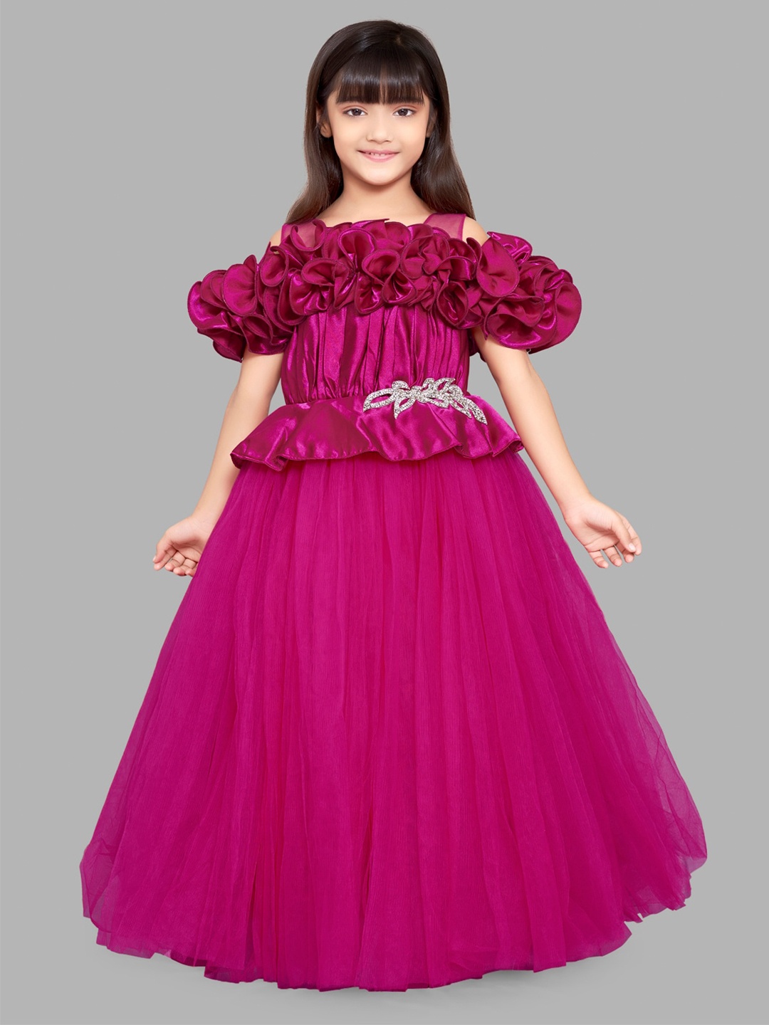 

Pink Chick Girls Ruffled Maxi Dress, Magenta