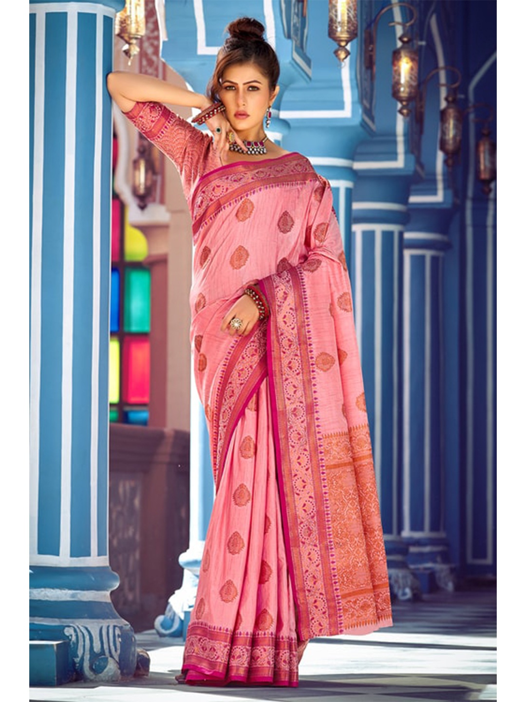 

Exclusiva Woven Design Zari Banarasi Saree, Pink