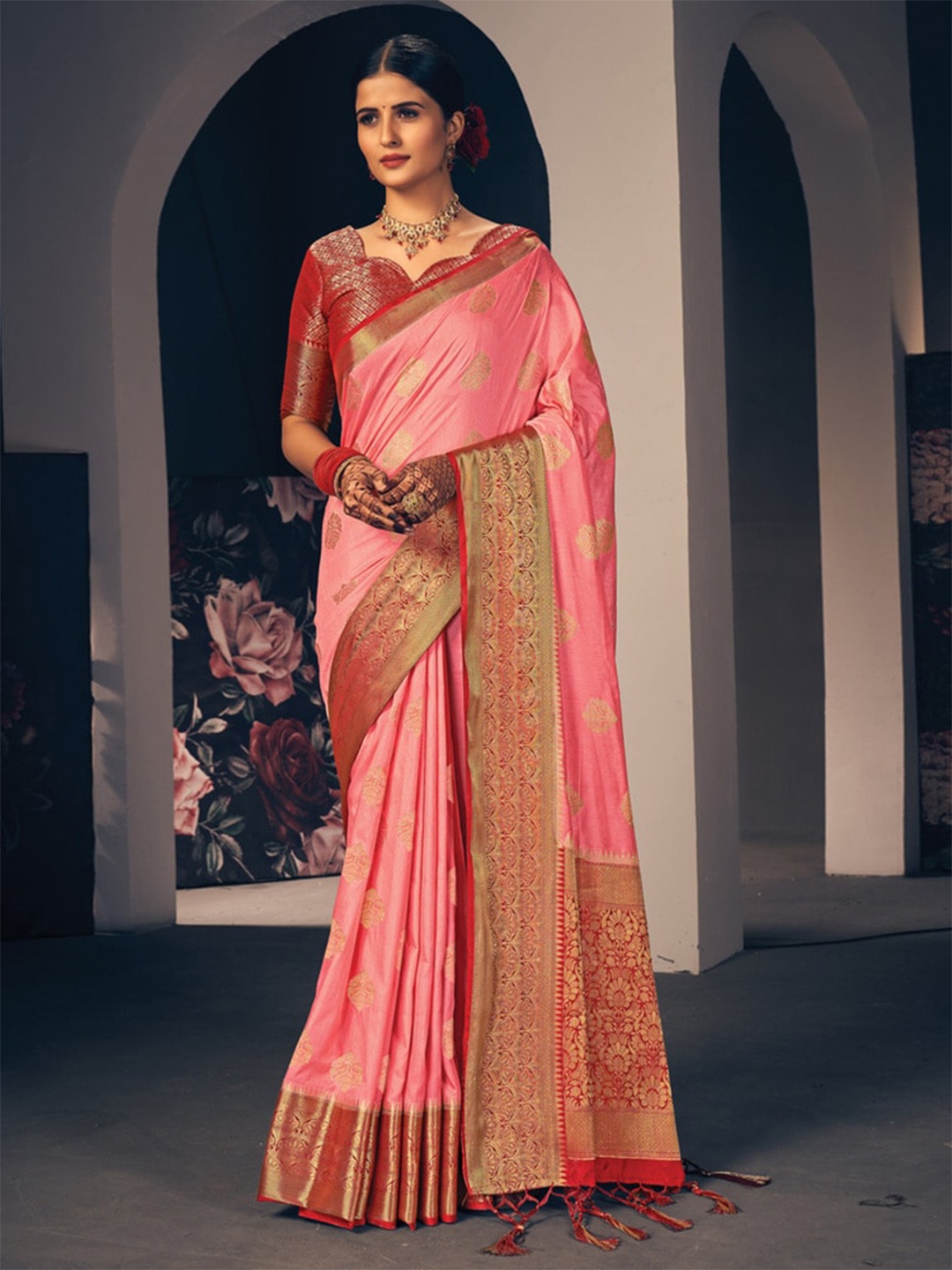 

Exclusiva Woven Design Zari Banarasi Saree, Pink