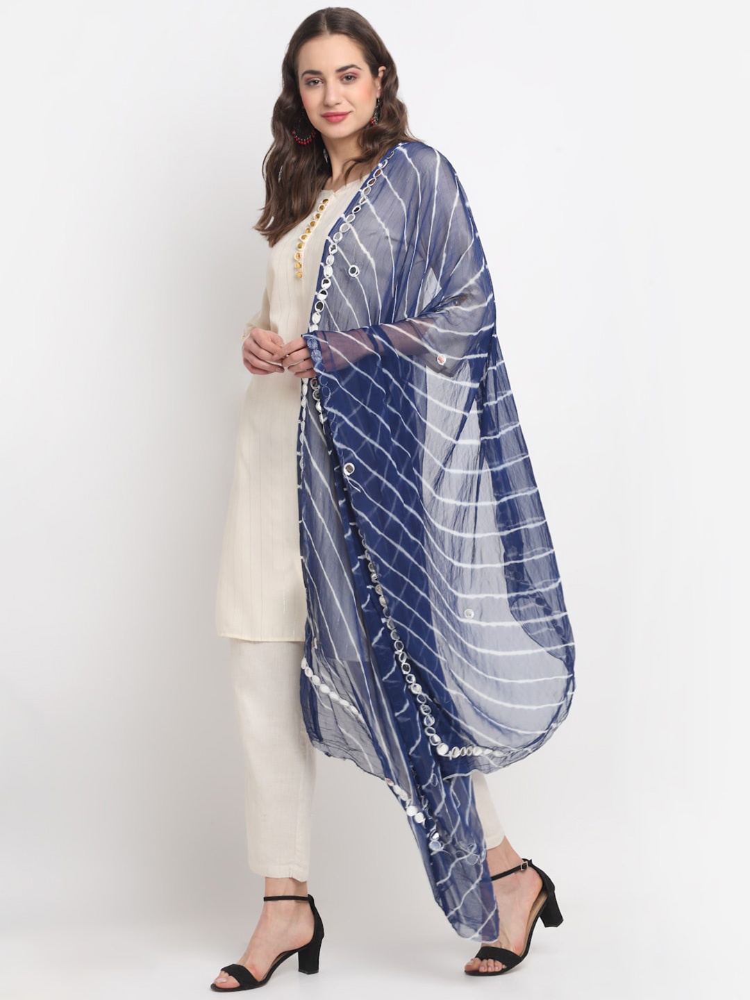 

GLAM STORY Printed Dupatta, Blue
