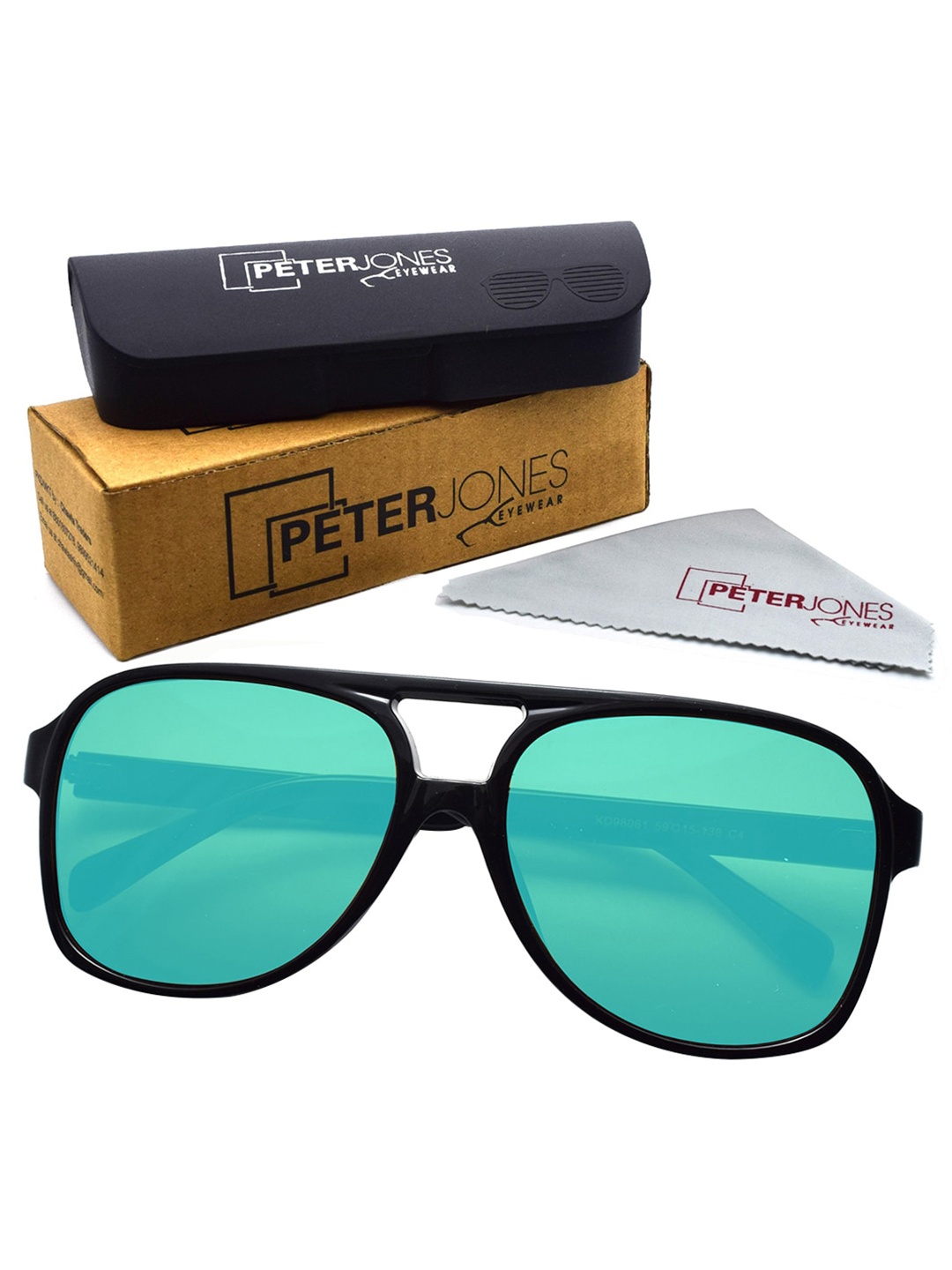 

Peter Jones Eyewear Unisex Aviator Sunglasses with UV Protected Lens 98061BL, Black