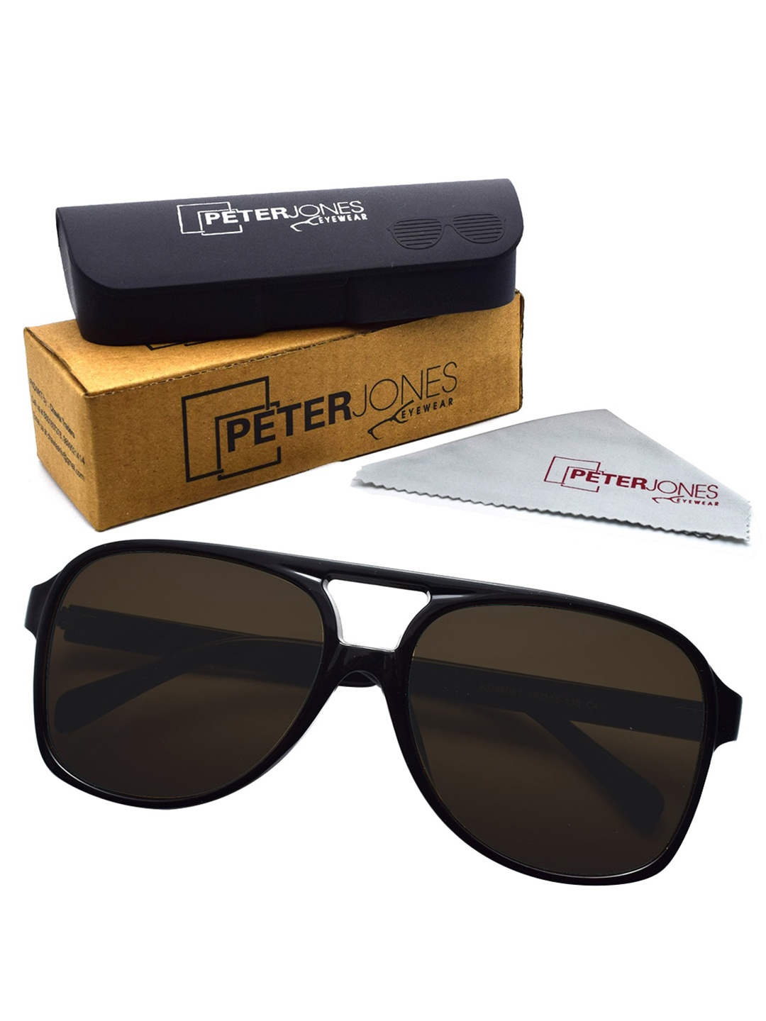 

Peter Jones Eyewear Unisex Aviator Sunglasses with UV Protected Lens 98061B, Black