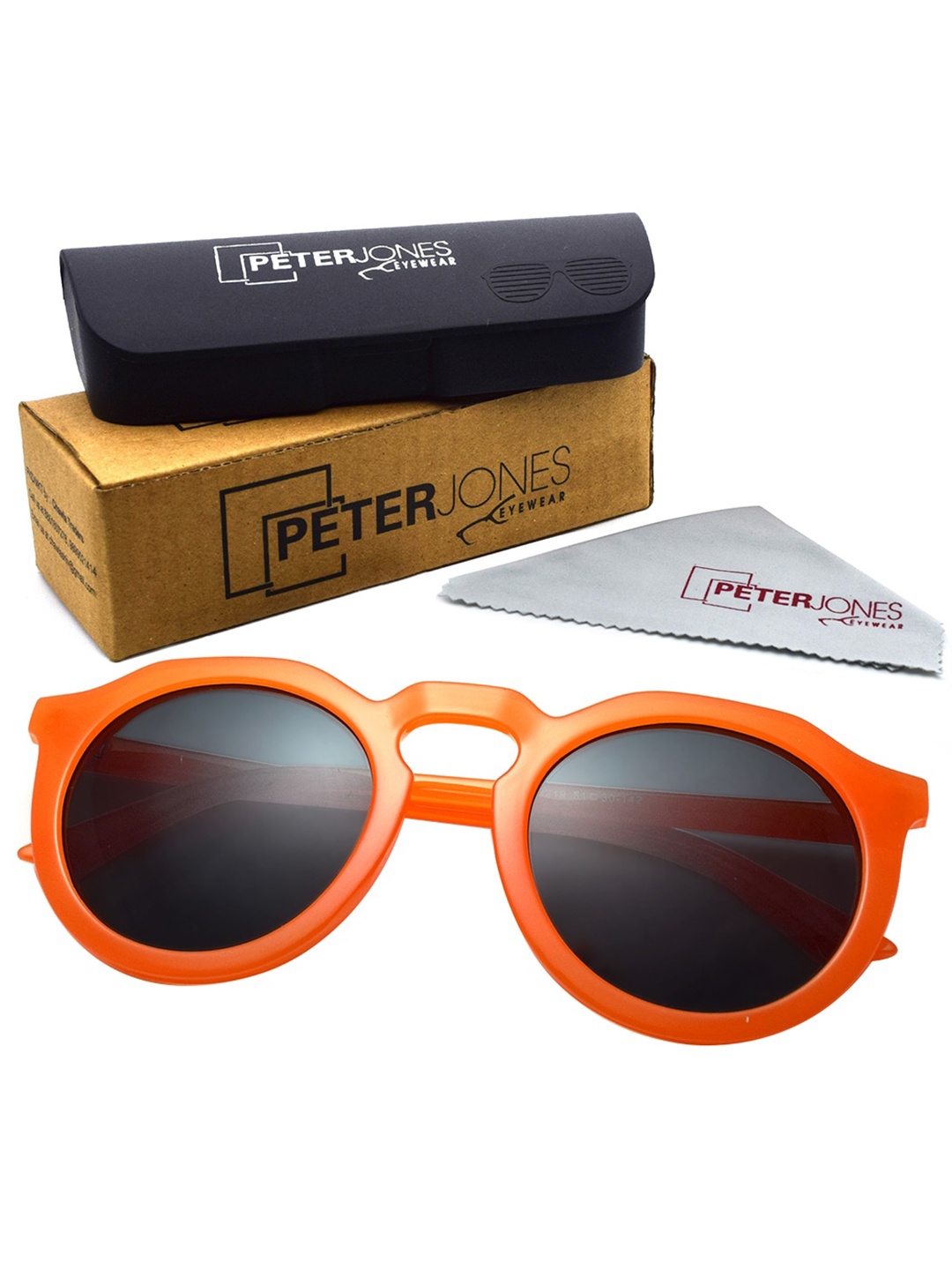 

Peter Jones Eyewear Round Sunglasses with UV Protected Lens 3319OG2, Black