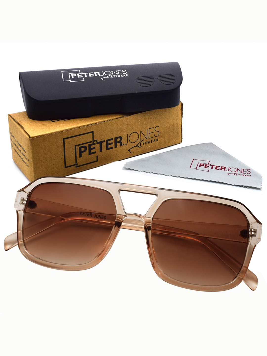 

Peter Jones Eyewear Square Sunglasses with UV Protected Lens 98062TBW, Brown
