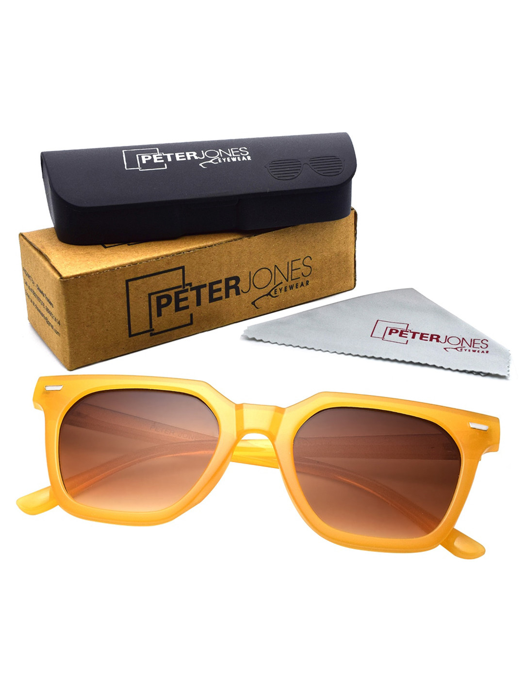 

Peter Jones Eyewear Square Sunglasses with UV Protected Lens 13047OG_S-Orange, Brown