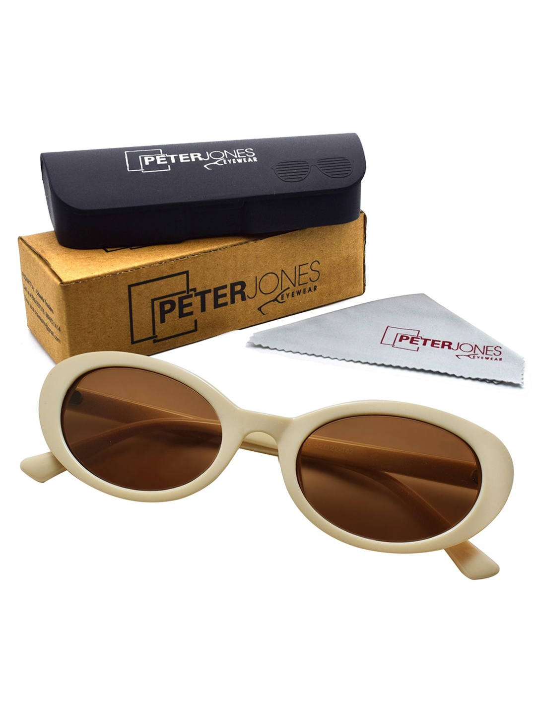 

Peter Jones Eyewear Oval Sunglasses with UV Protected Lens - 13026CR, Cream