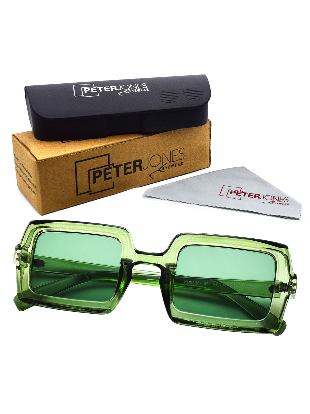 

Peter Jones Eyewear Unisex Square Sunglasses with UV Protected Lens 98064TGR_S, Transparent