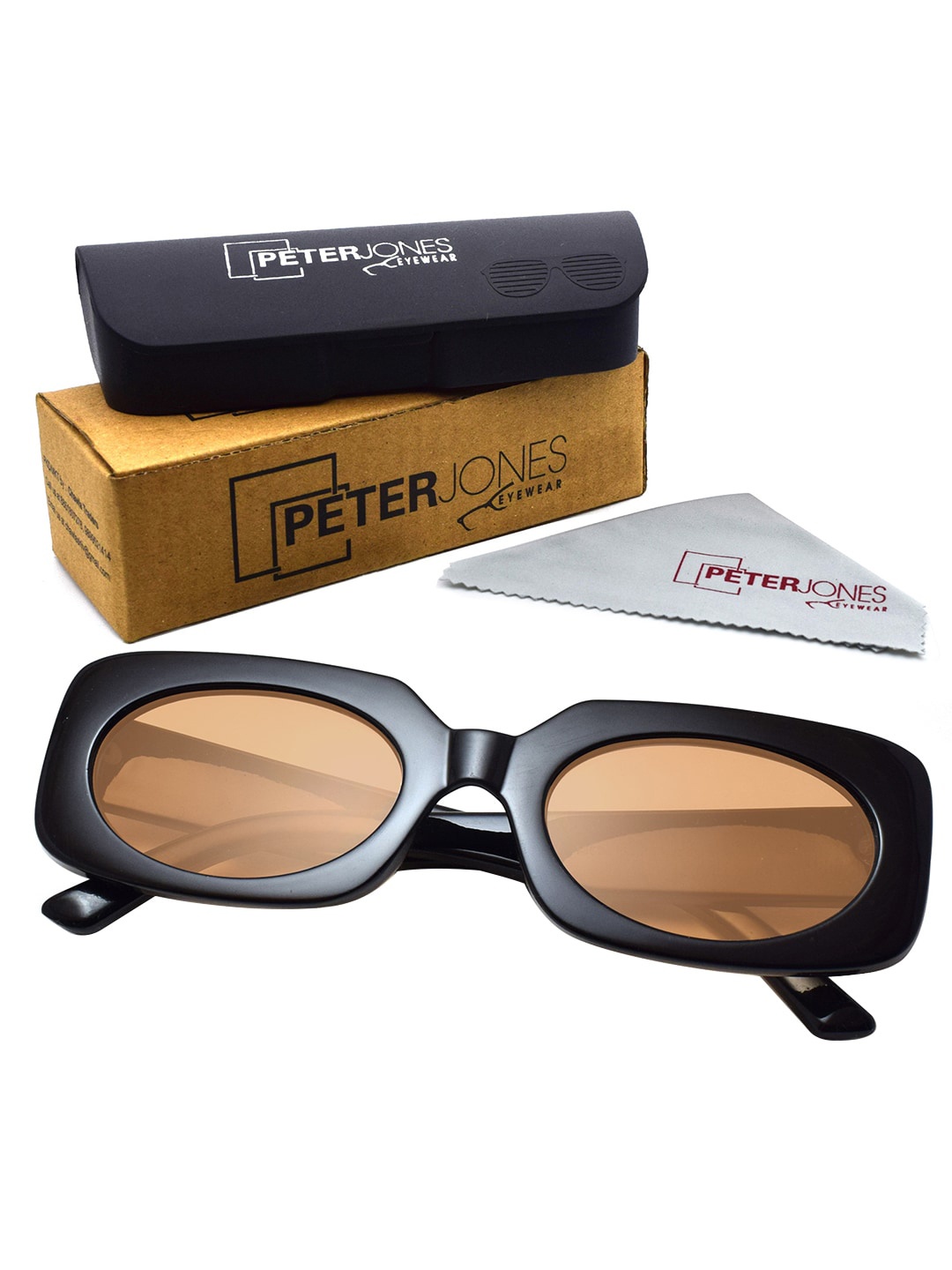 

Peter Jones Eyewear Unisex Square Sunglasses with UV Protected Lens 13038TB_S, Black