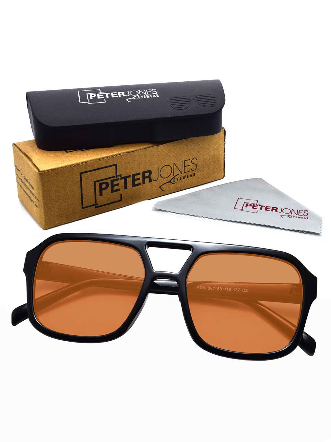 

Peter Jones Eyewear Square Sunglasses with UV Protected Lens 98062BW, Brown