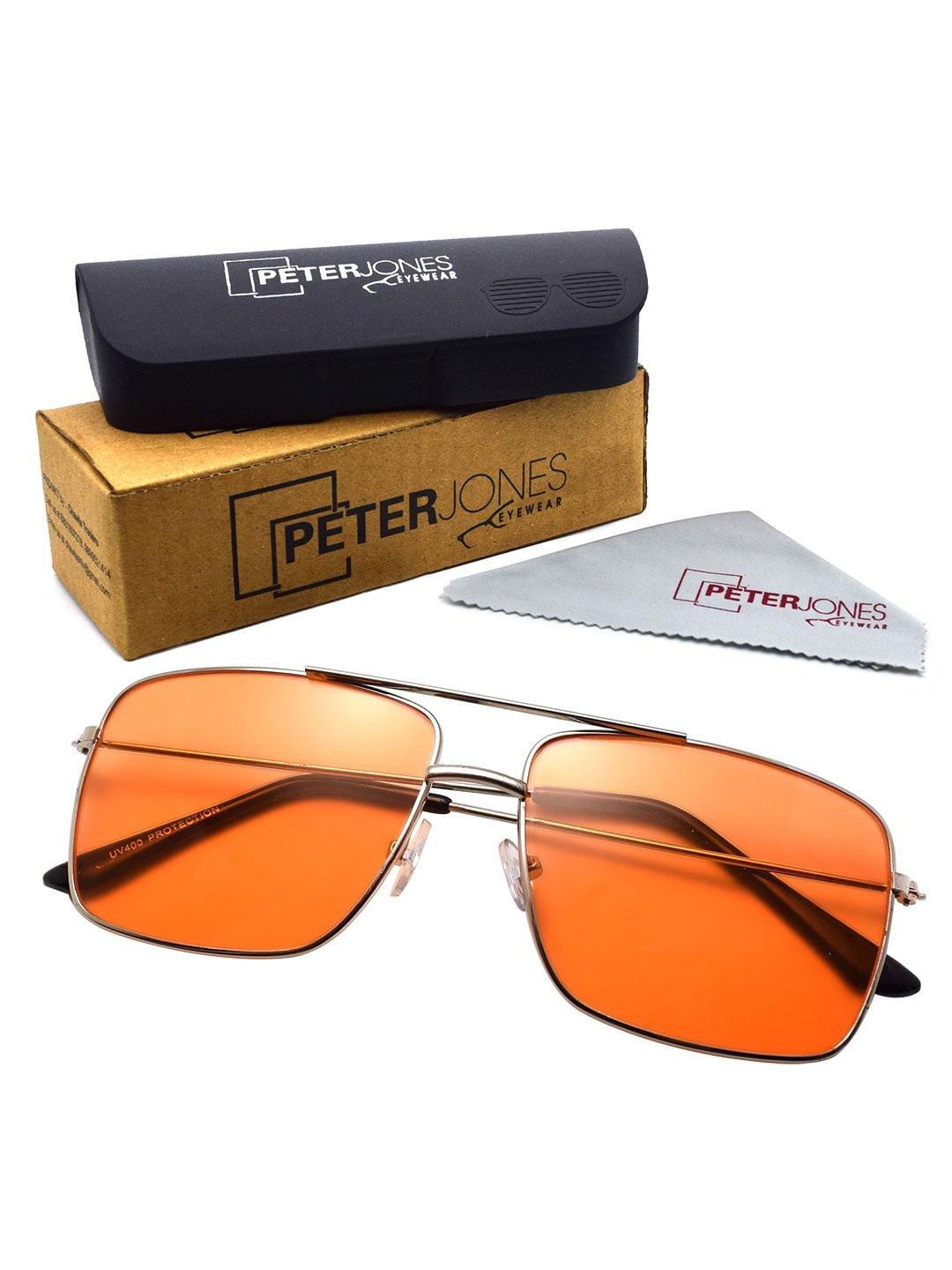 

Peter Jones Eyewear Square Sunglasses with UV Protected Lens, Orange