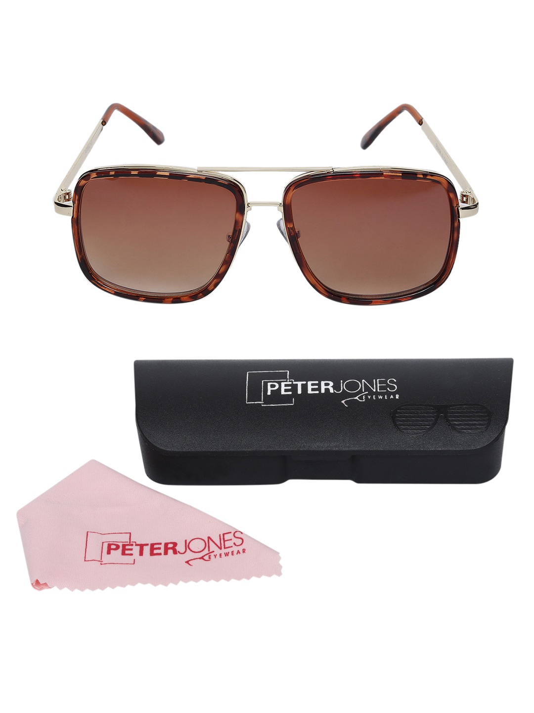 

Peter Jones Eyewear Square Sunglasses with UV Protected Lens T001DA_S, Brown