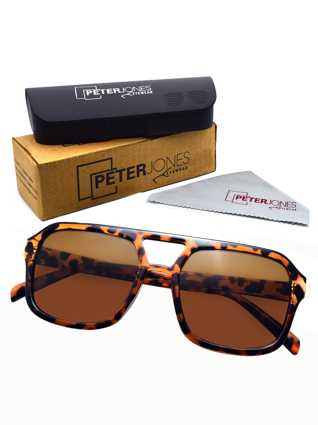 

Peter Jones Eyewear Unisex Square Sunglasses with UV Protected Lens 98062DA_S, Brown