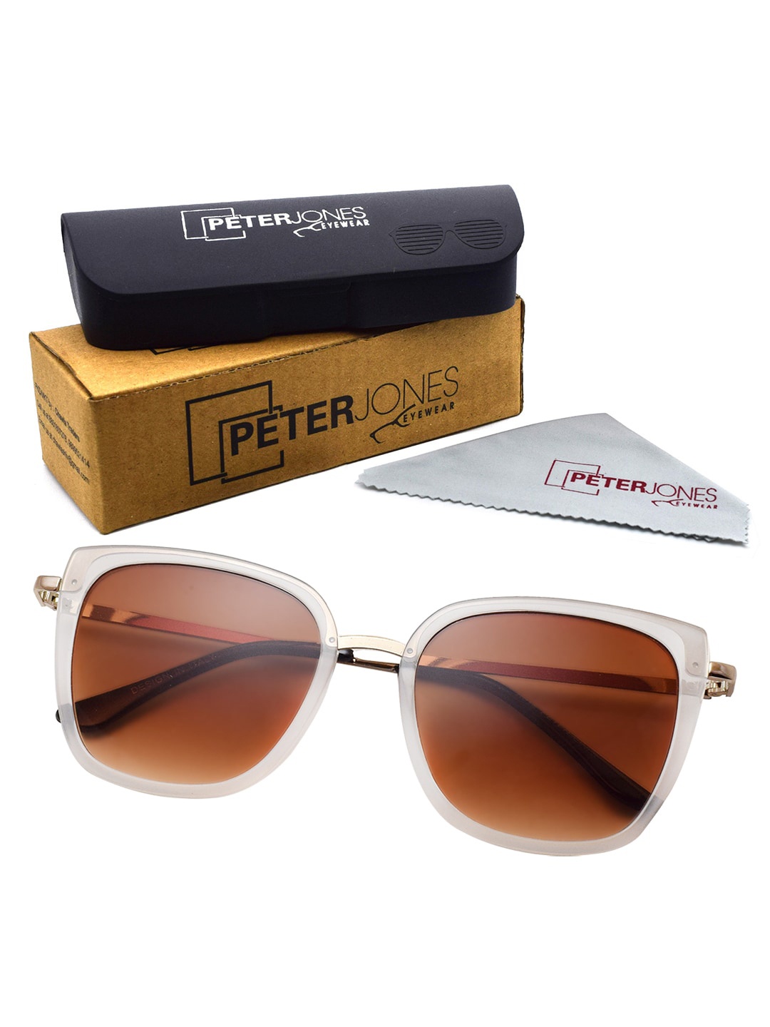 

Peter Jones Eyewear Unisex Butterfly Sunglasses with UV Protected Lens RD018TBW_S, Brown