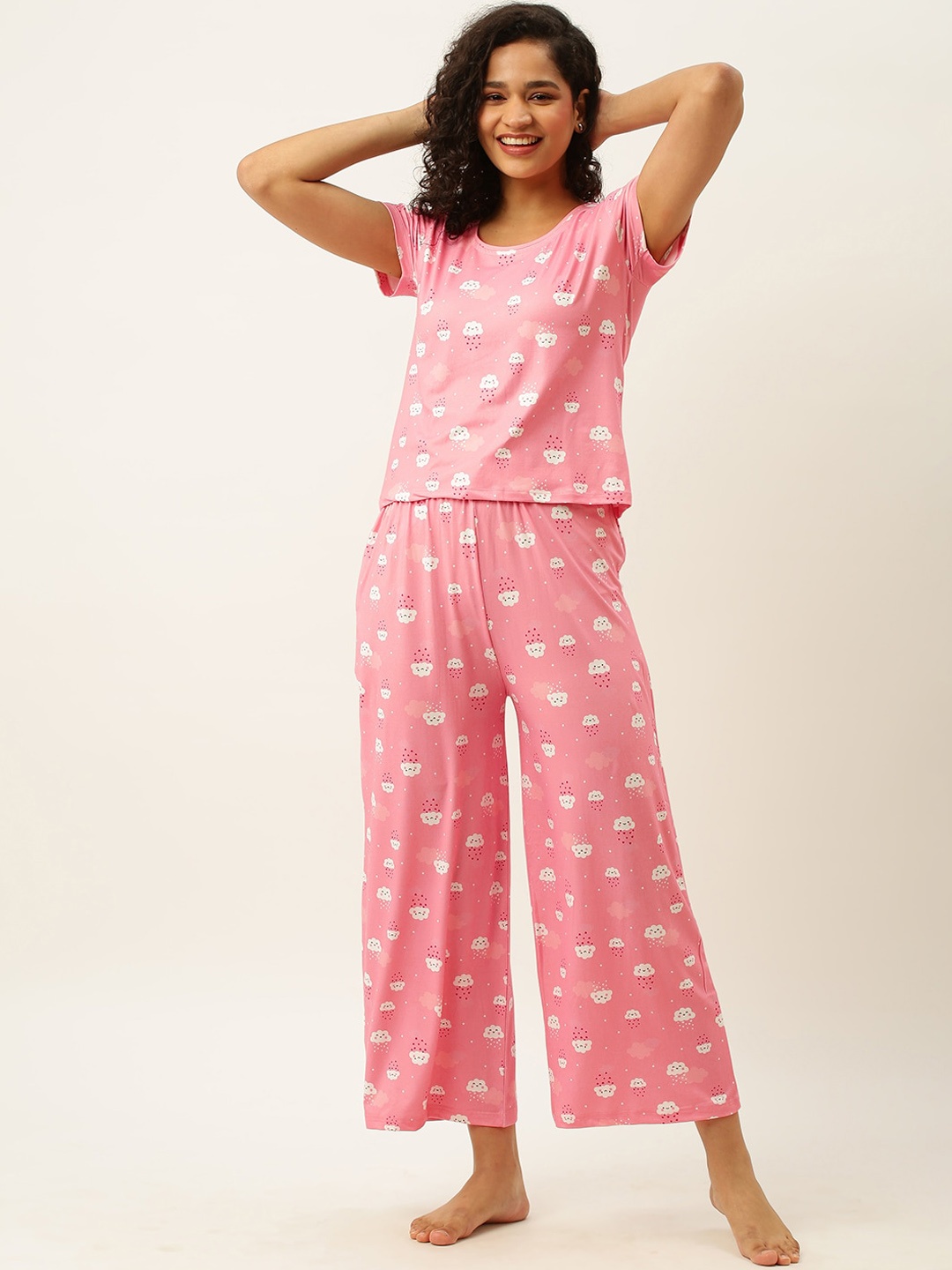 

ZOLA Women Printed Night suit, Pink