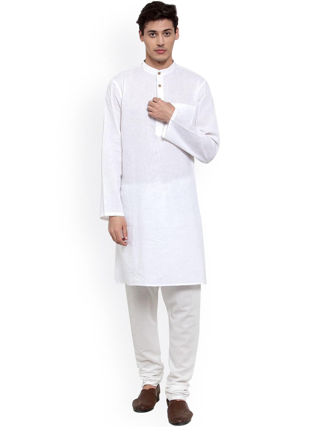 

NEUDIS Men Mandarin Collar Cotton Kurta, White