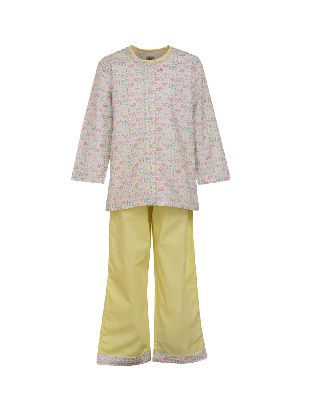 

A Little Fable Printed Pure Cotton Night suit, Off white