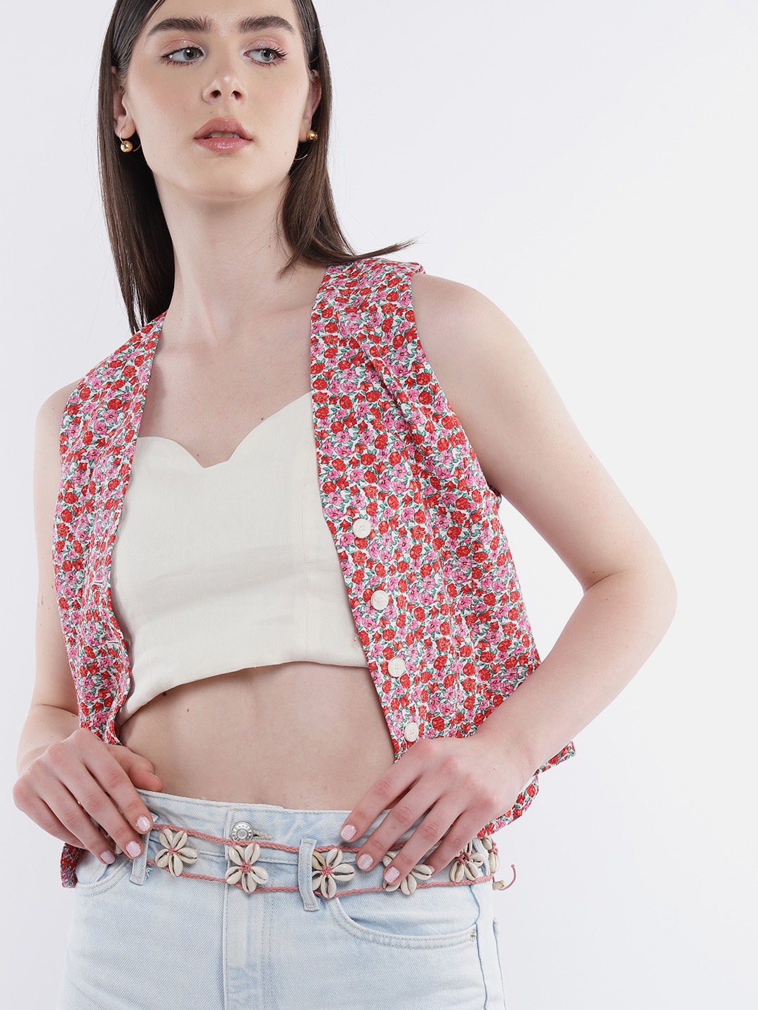 

Rang Gali Shell Embellished Belt, Pink