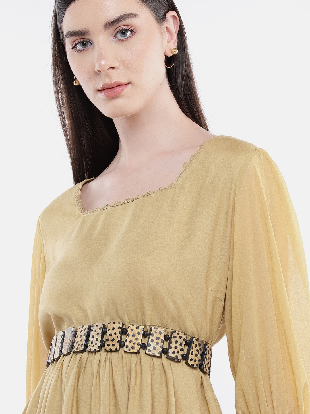 

Rang Gali Wooden Embellished Belt, Coffee brown