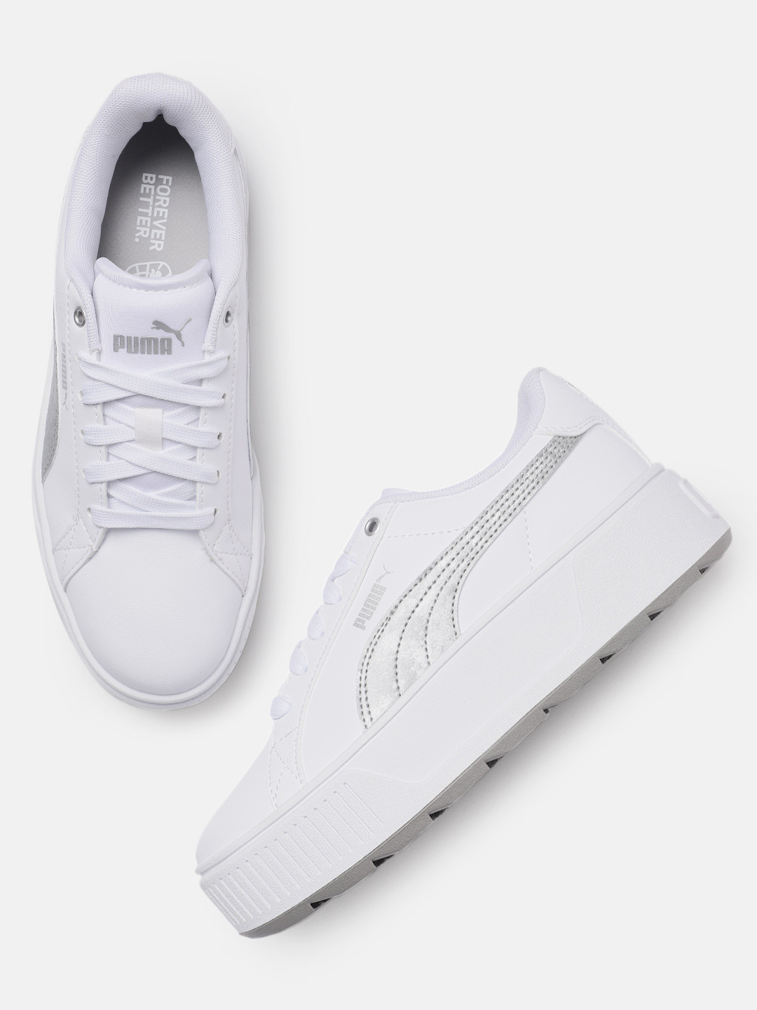 

Puma Women Solid Karmen Space Metallics Sustainable Sneakers, White