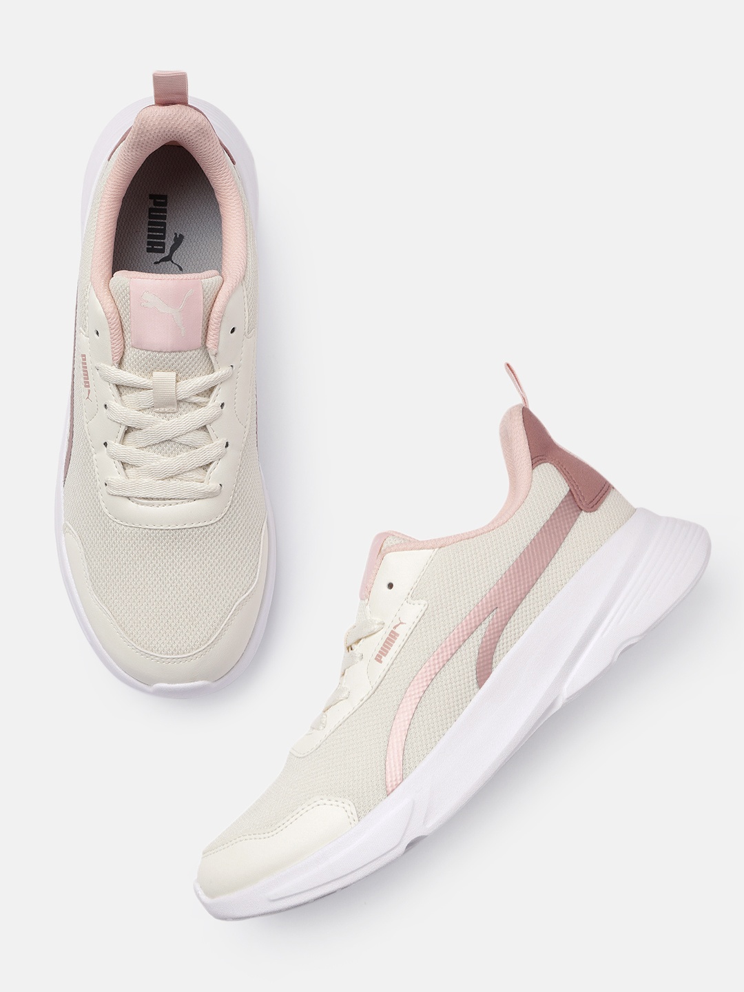 

Puma Women Alfarun Metallic Striped Sneakers, Beige