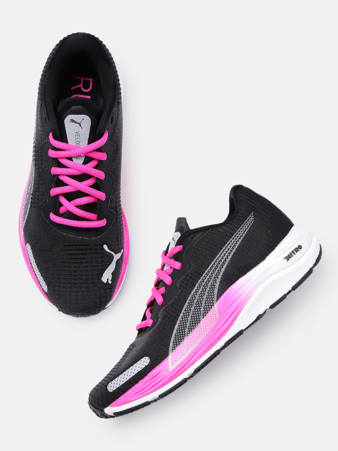 

Puma Women Textured Velocity Nitro 2 Fade Road Running Shoes, Black