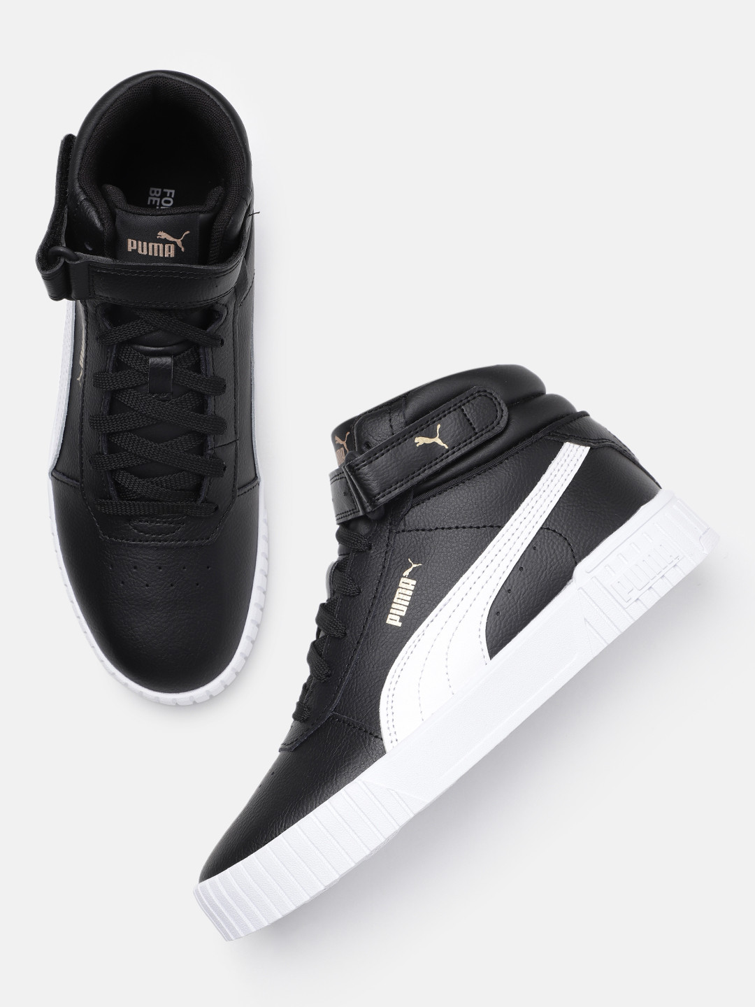 

Puma Women Leather Mid-Top Sneakers, Black