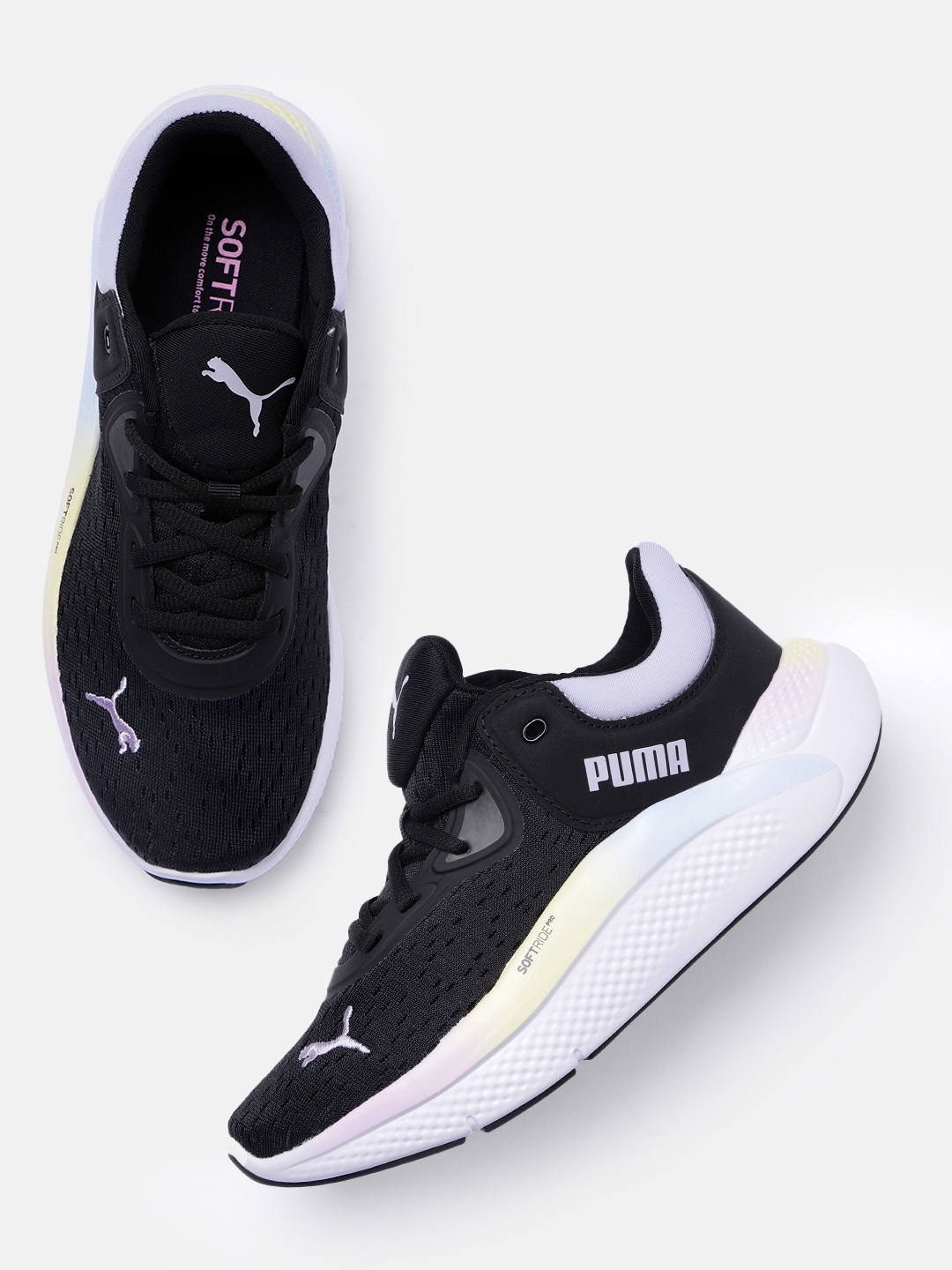 

Puma Women Textured Softride Pro Nova Shine Regular Road Running Shoes, Black
