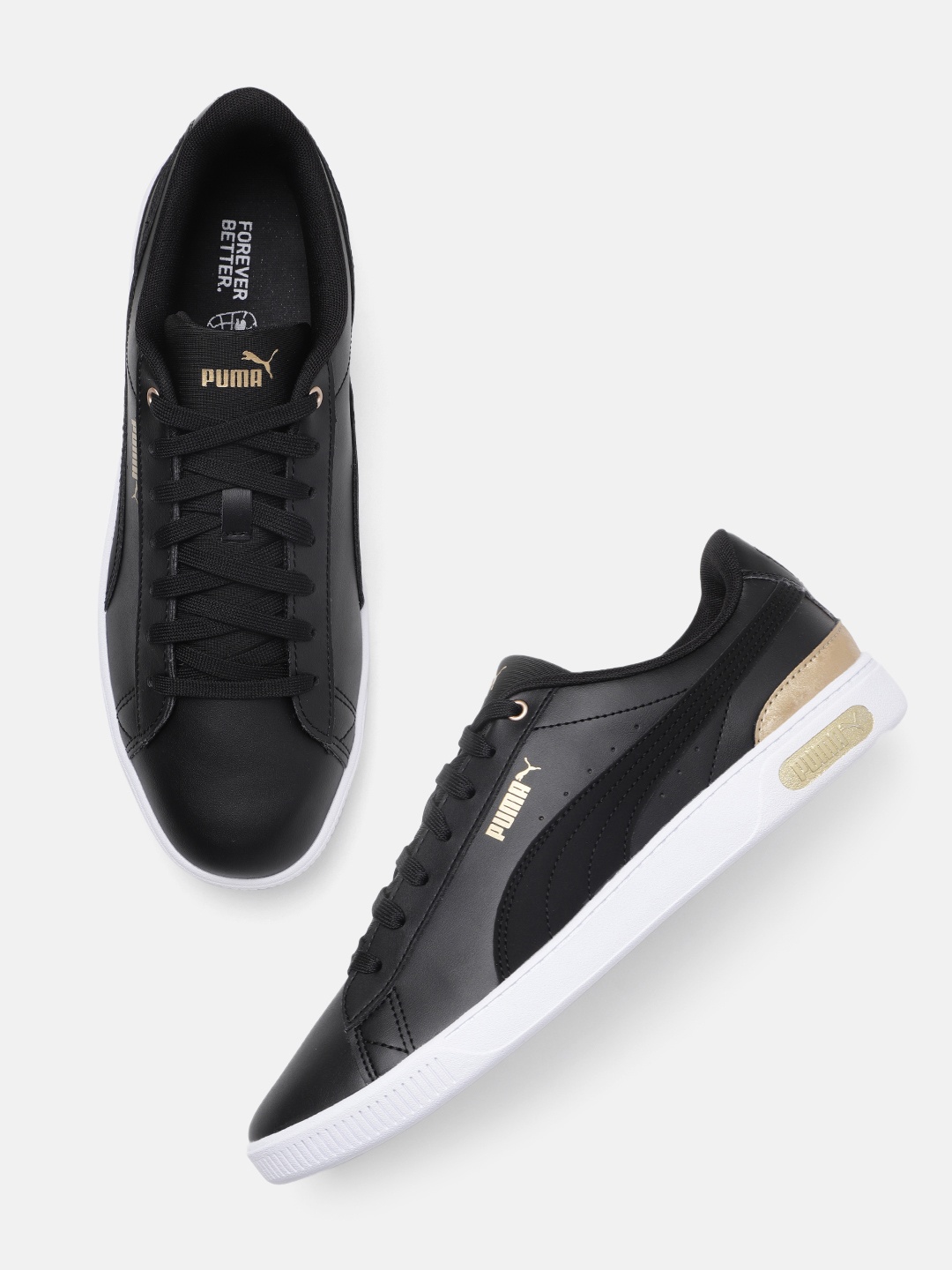 

Puma Women Solid Vikky V3 Space Metallics Regular Sneakers, Black