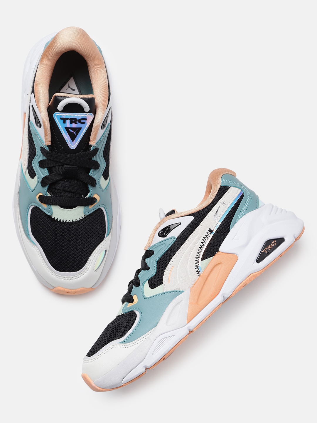

Puma Women Colourblocked TRC MIRA Dimensions Regular Sneakers, Black