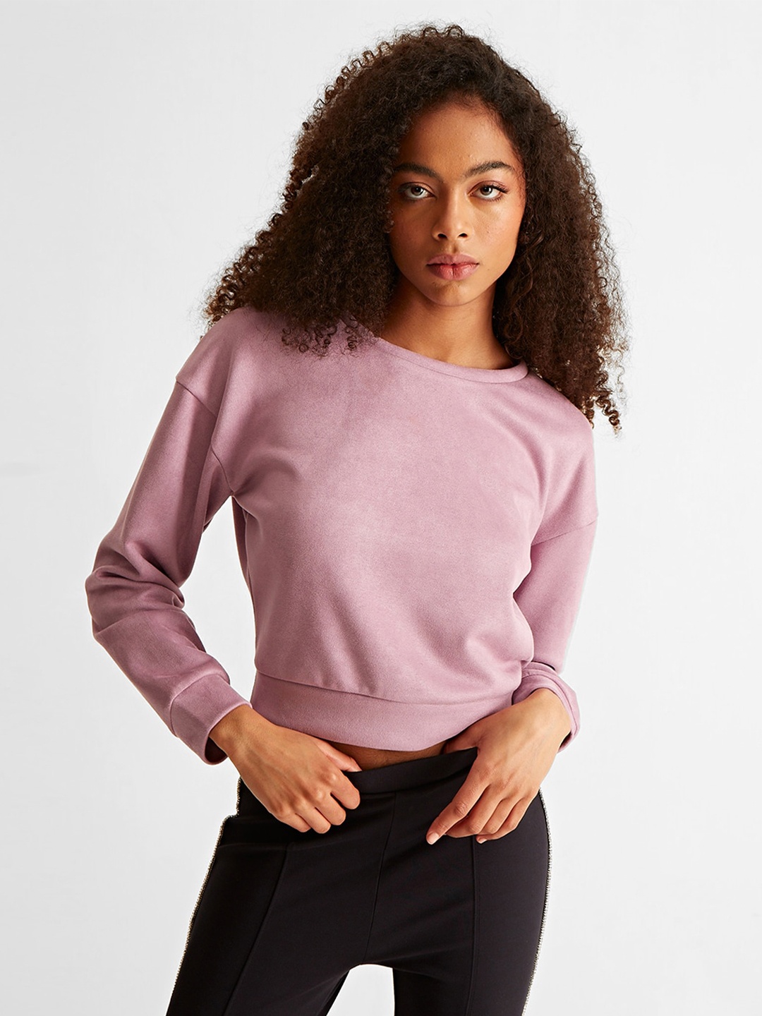 

COVER STORY Women Crop Sweatshirt, Pink